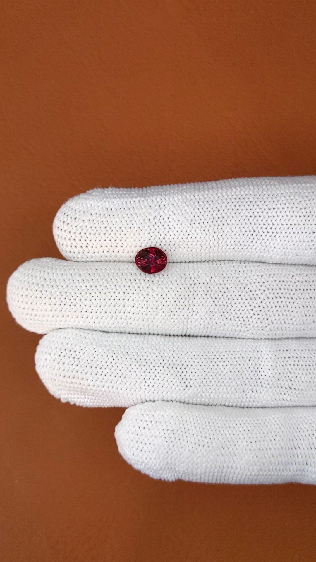 1.40 Ct. Red Garnet from Ceylon (Sri Lanka) Size Video