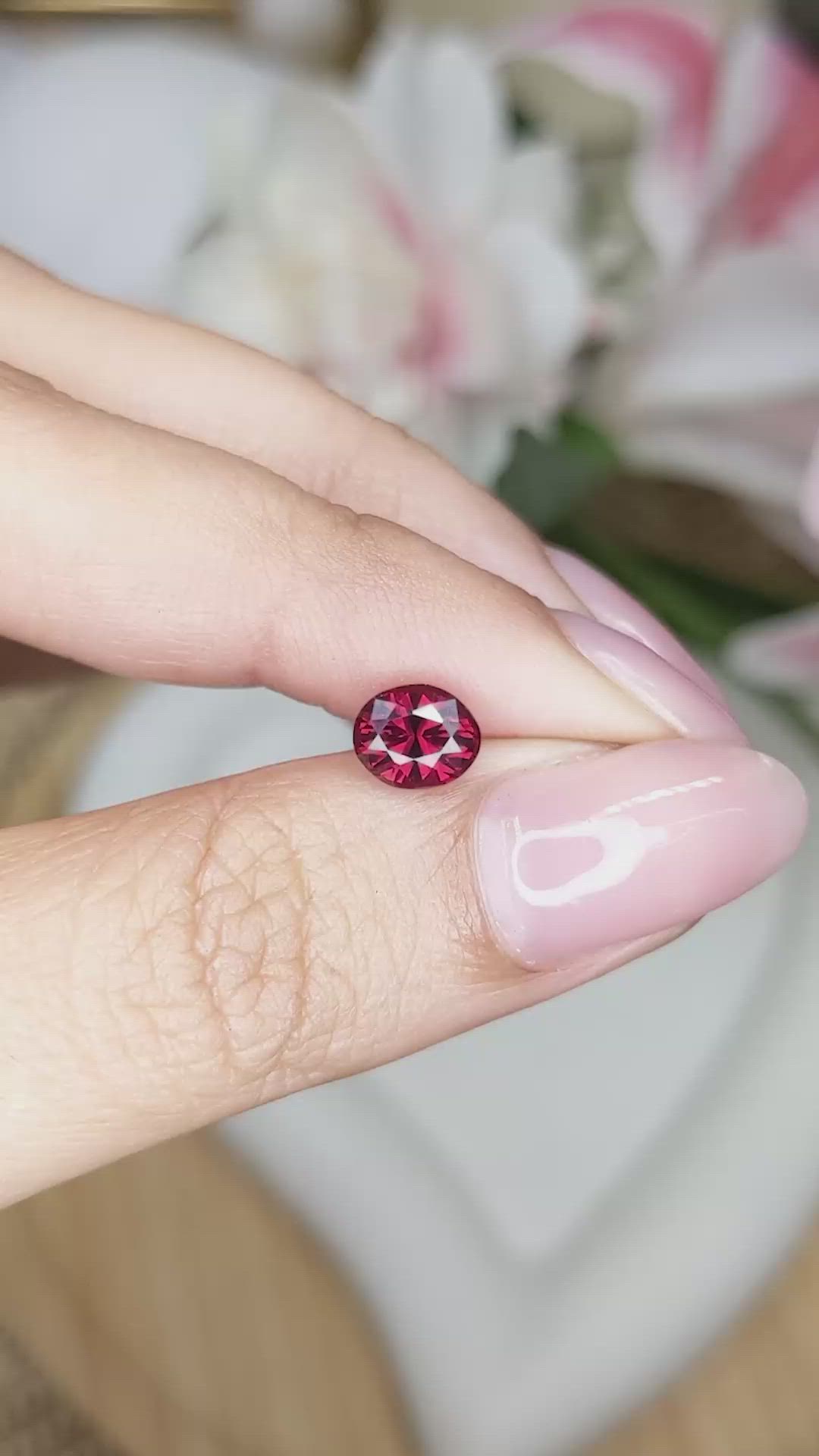 1.40 Ct. Red Garnet from Ceylon (Sri Lanka) Size Video