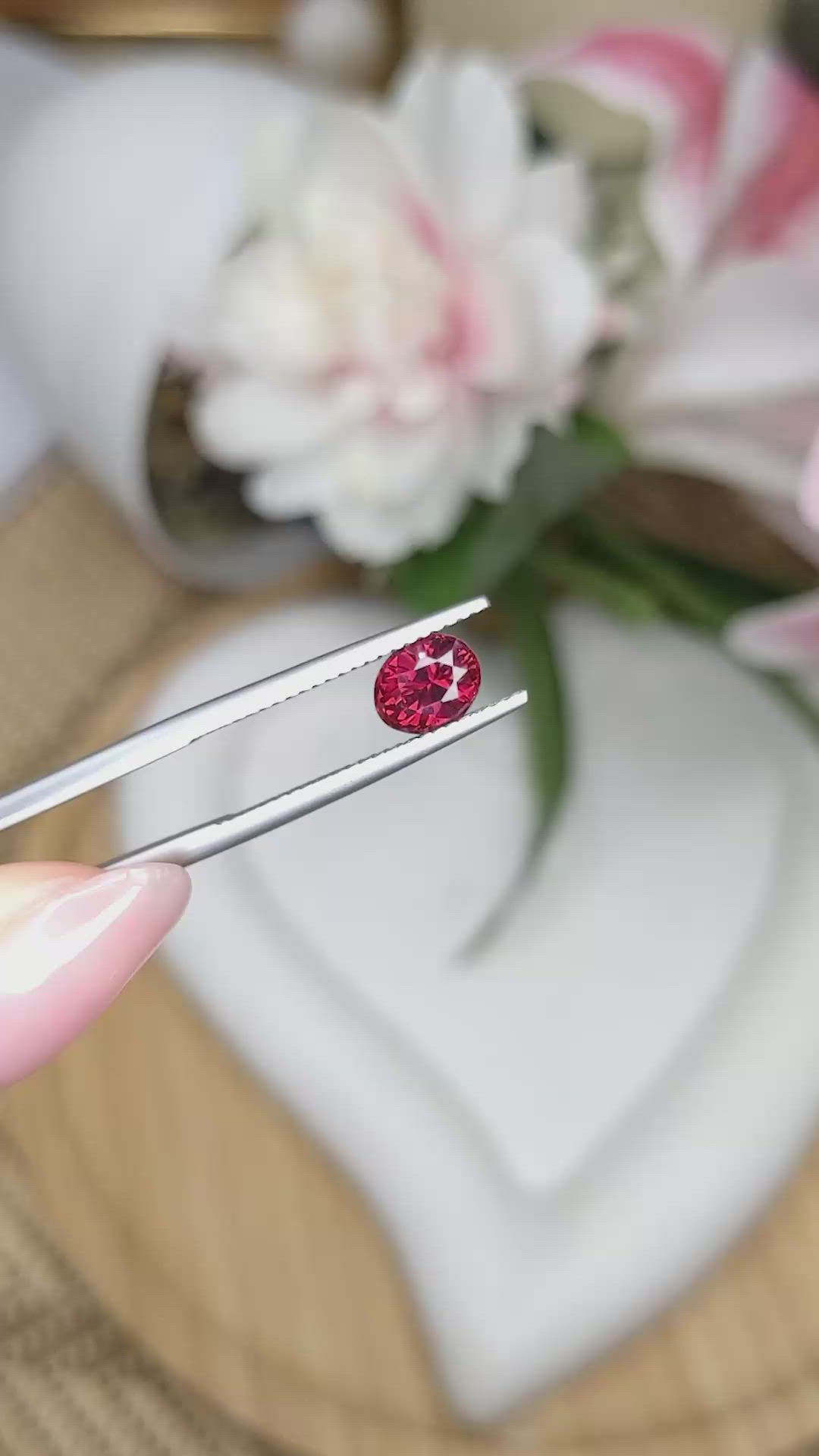 1.40 Ct. Red Garnet from Ceylon (Sri Lanka) Size Video