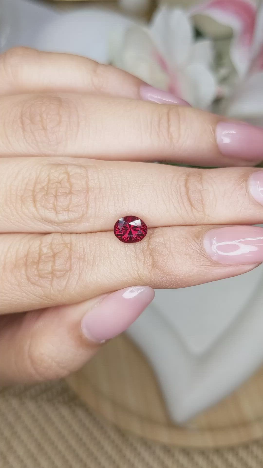 1.40 Ct. Red Garnet from Ceylon (Sri Lanka) Size Video