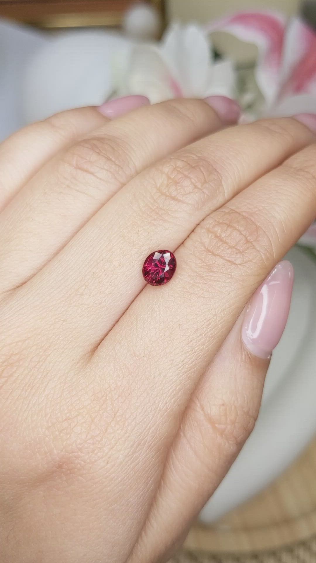 1.40 Ct. Red Garnet from Ceylon (Sri Lanka) Size Video