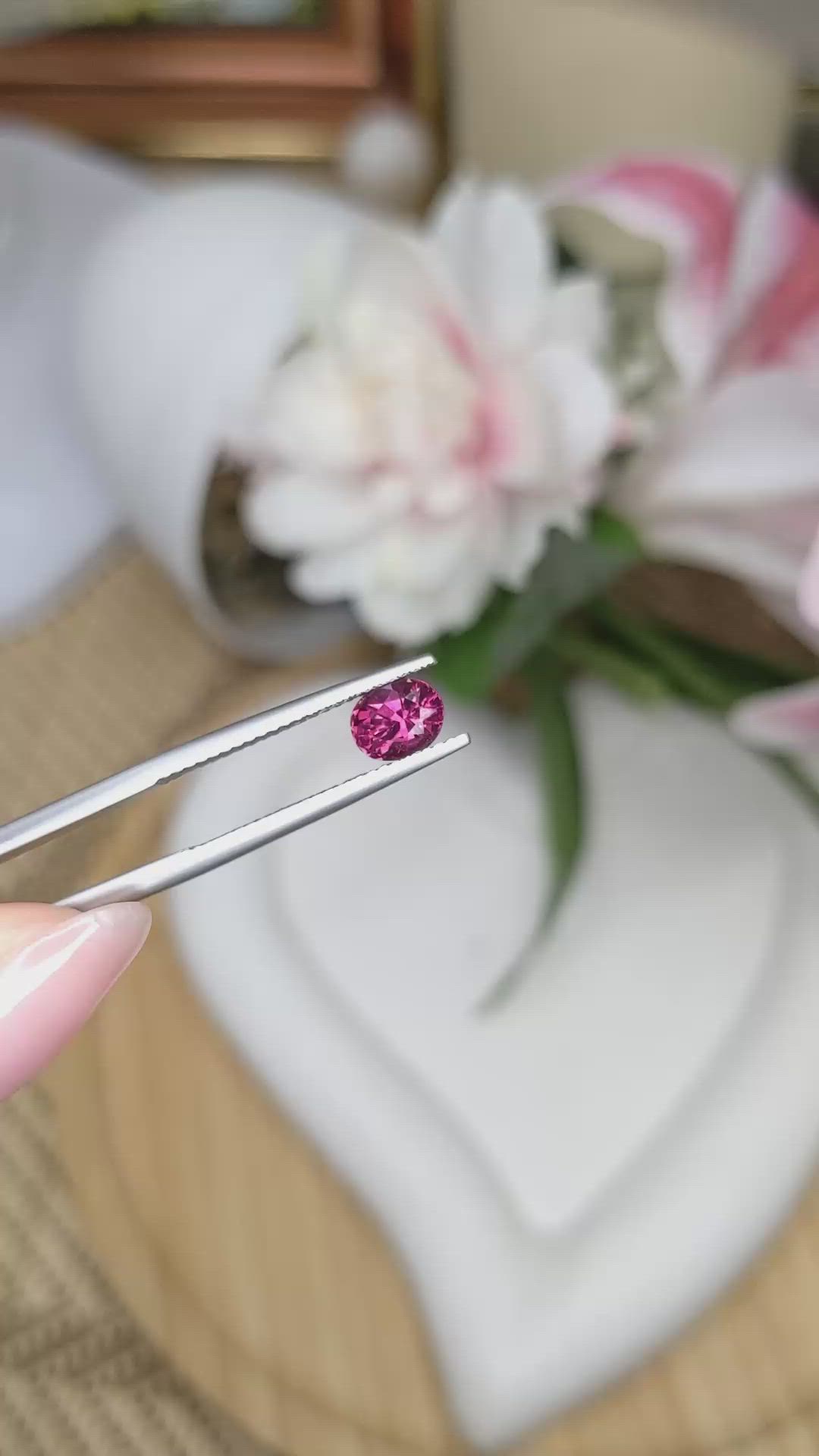 1.02 Ct. Purplish Pink Garnet from Ceylon (Sri Lanka) Size Video