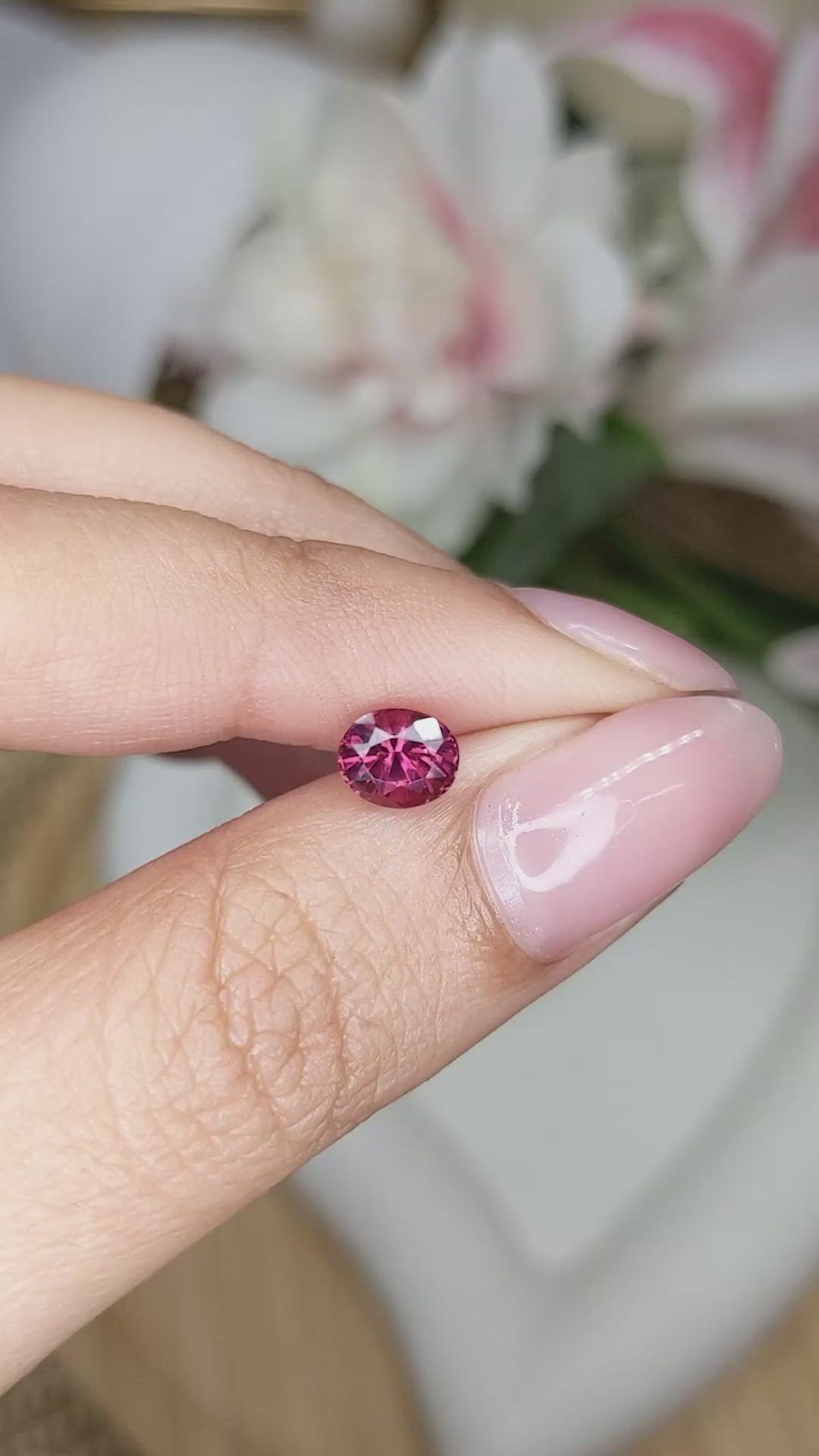 1.02 Ct. Purplish Pink Garnet from Ceylon (Sri Lanka) Size Video