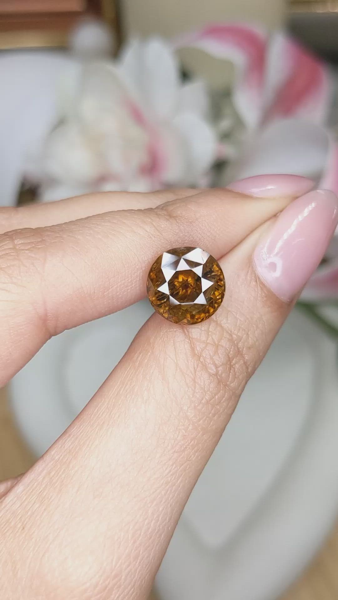 7.59 Ct. Yellowish Brown Zircon from Ceylon (Sri Lanka) Size Video
