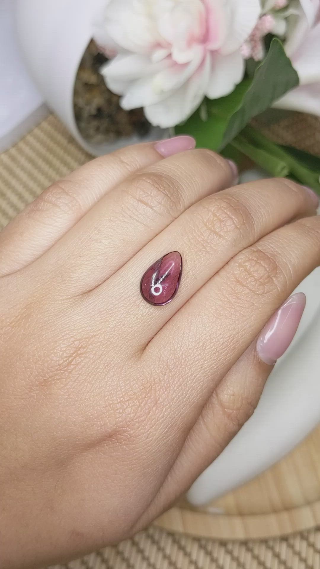 2.89 Ct. Pinkish Purple Cabochon Spinel from Ceylon (Sri Lanka) Size Video