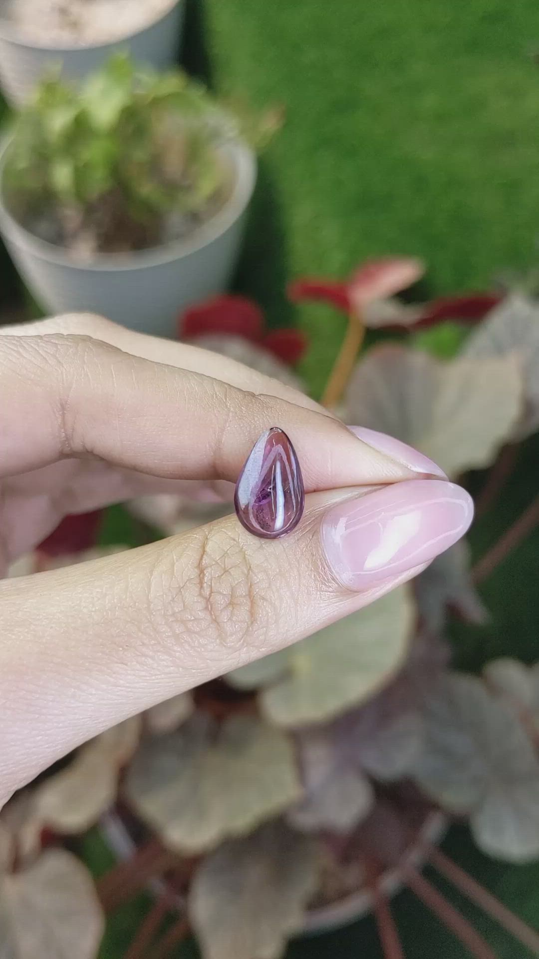 2.89 Ct. Pinkish Purple Cabochon Spinel from Ceylon (Sri Lanka) Size Video