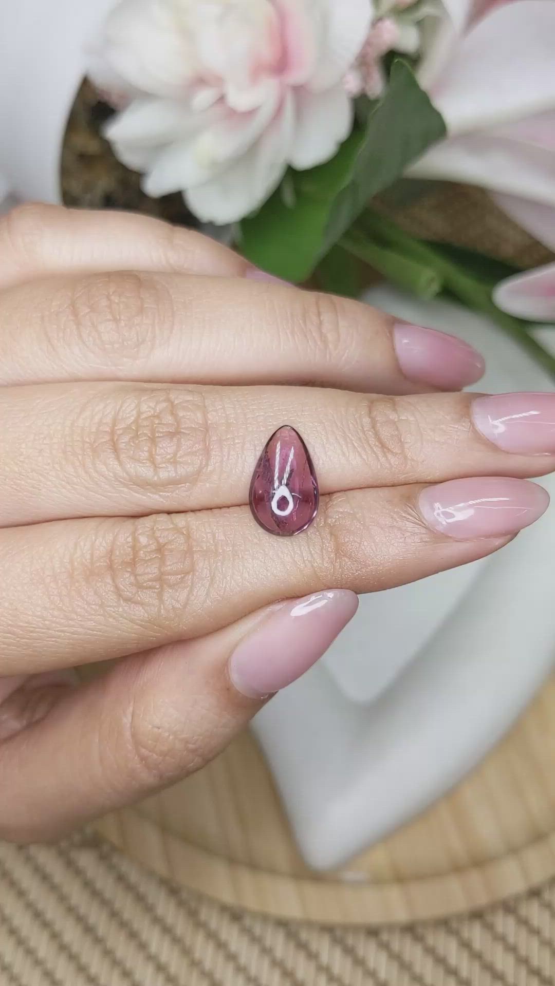 2.89 Ct. Pinkish Purple Cabochon Spinel from Ceylon (Sri Lanka) Size Video