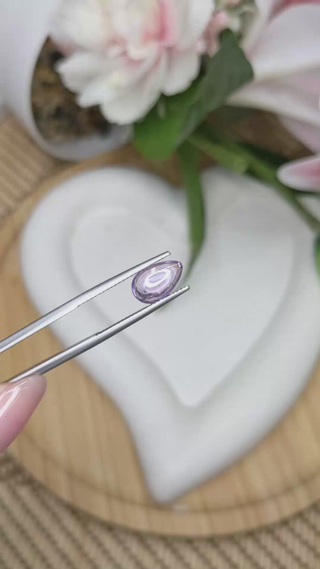 2.10 Ct. Purple Cabochon Spinel from Ceylon (Sri Lanka) Size Video