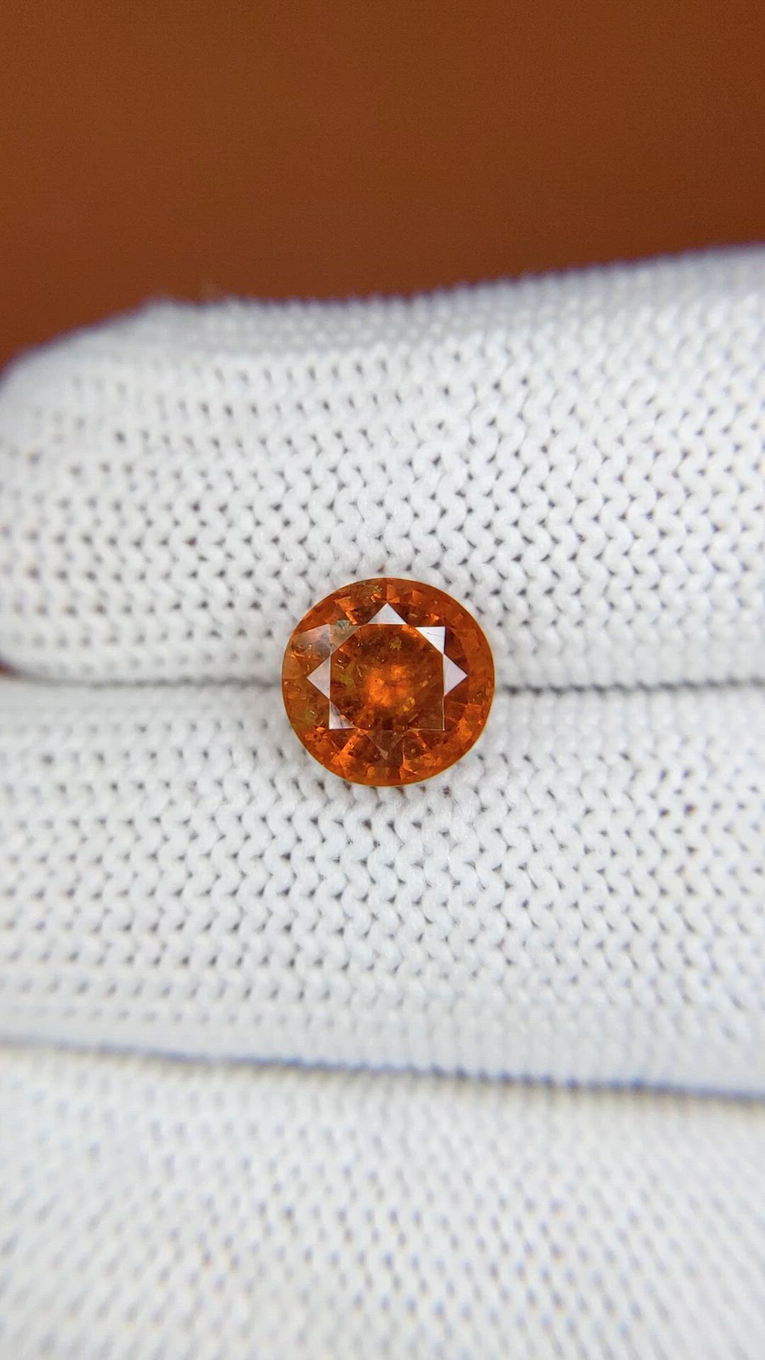 2.69 Ct. Orange Hessonite Garnet from Madagascar Size Video