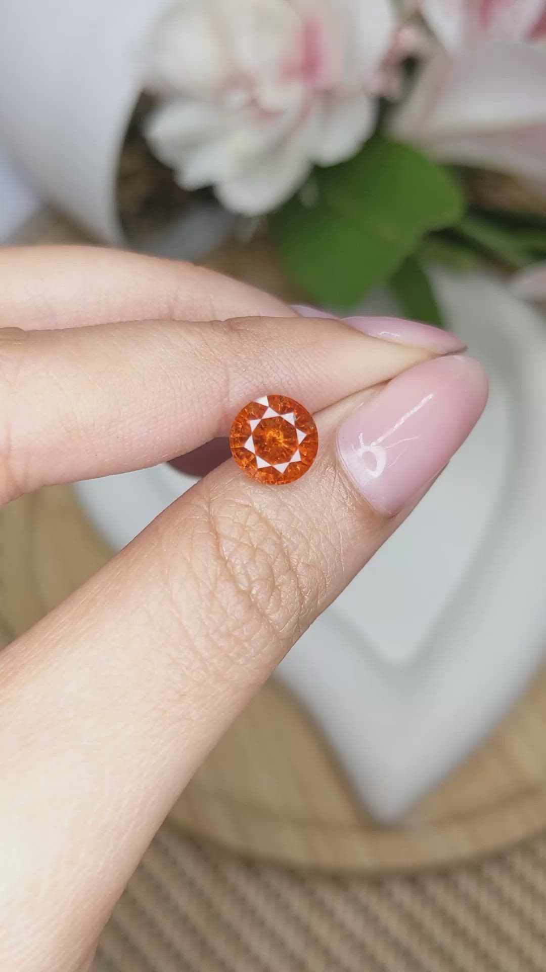 2.69 Ct. Orange Hessonite Garnet from Madagascar Size Video