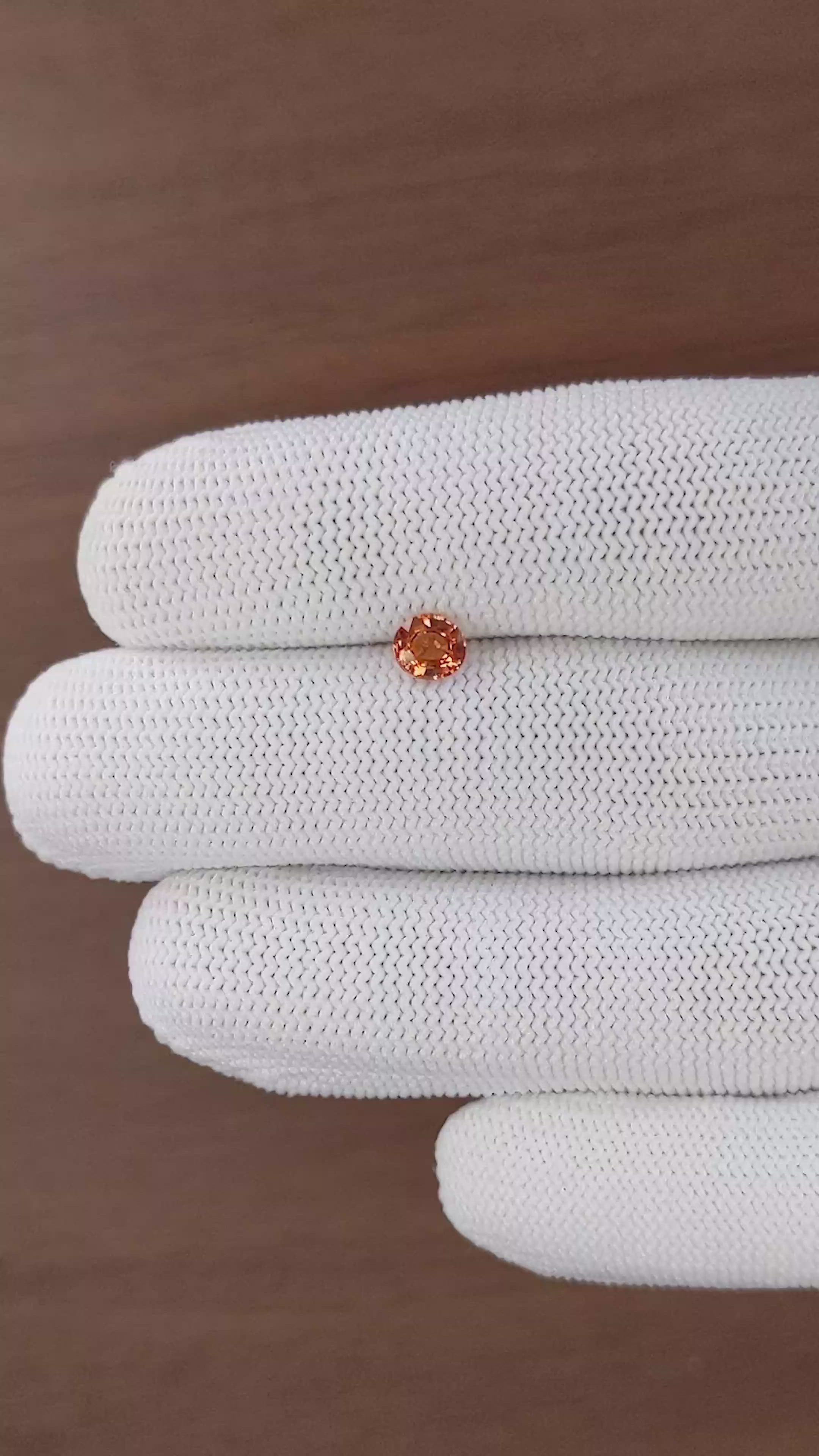 0.80 Ct. Orange Spessartite Garnet from Madagascar Size Video