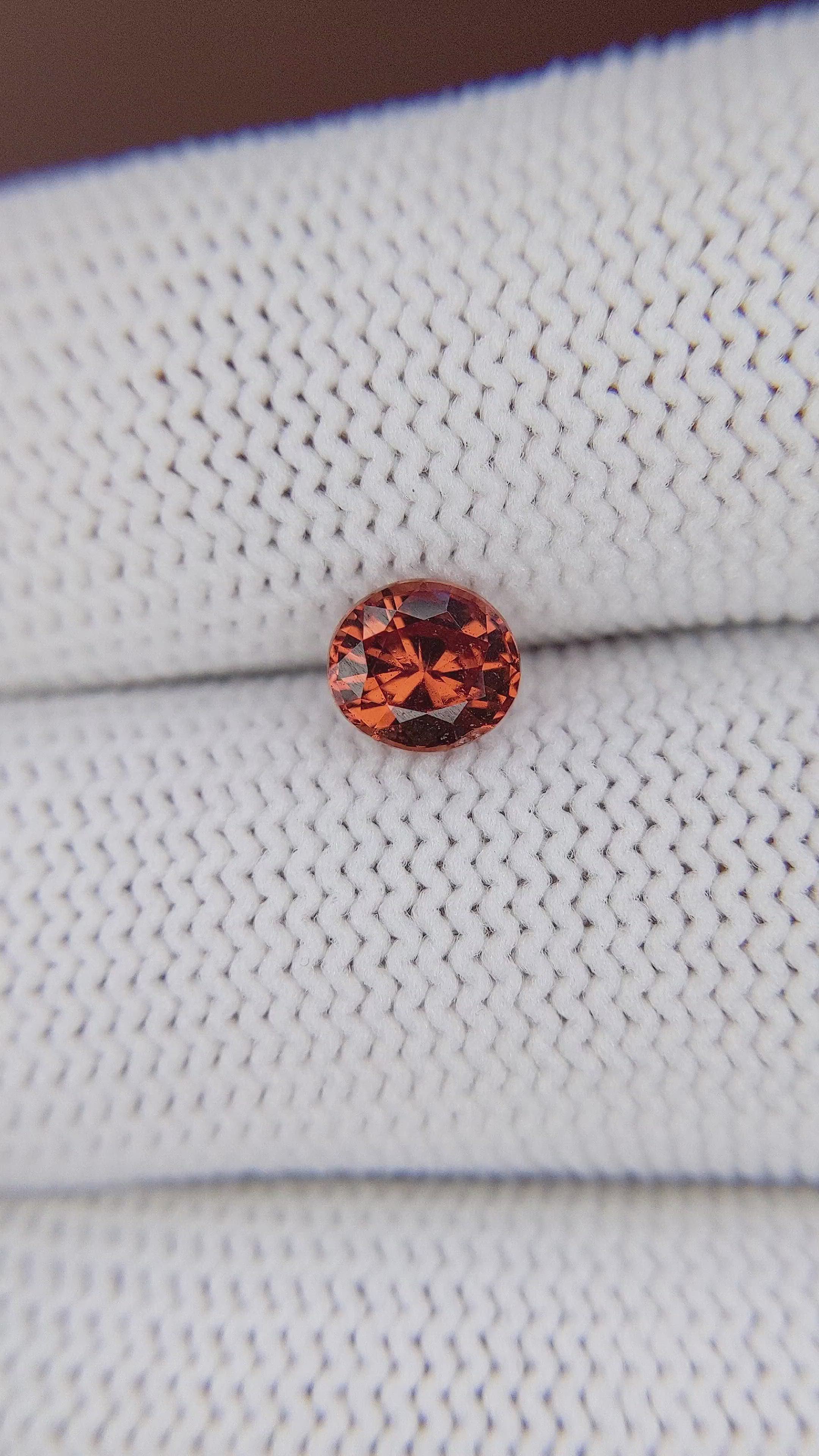 1.14 Ct. Reddish Orange Spessartite Garnet from Madagascar Size Video