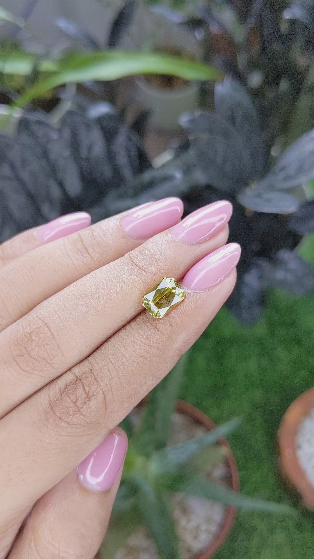 2.31 Ct. Greenish Yellow Chrysoberyl from Ceylon (Sri Lanka) Size Video