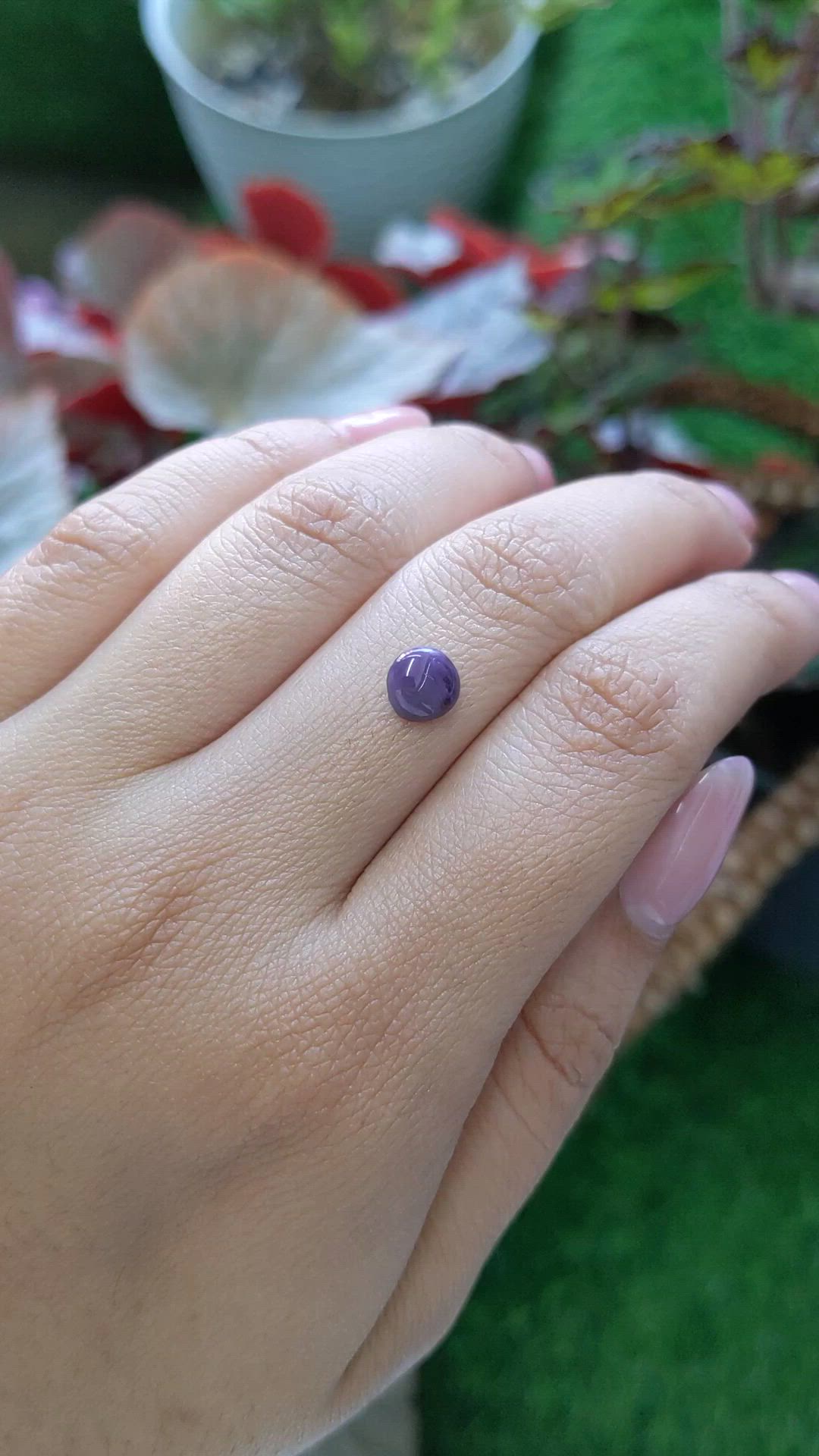 1.35 Ct. Purple Cabochon Star Spinel from Ceylon (Sri Lanka) Size Video