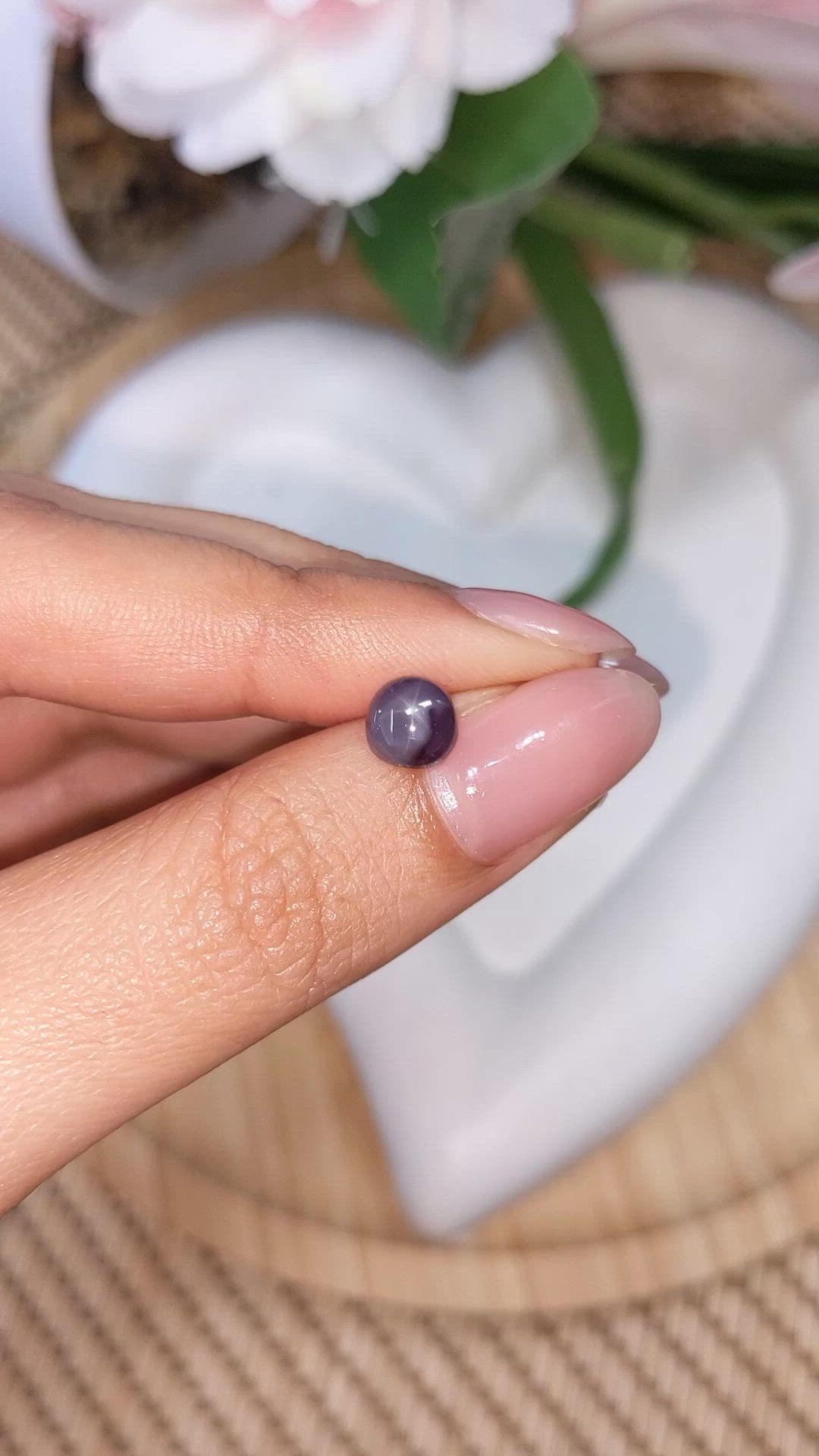 1.35 Ct. Purple Cabochon Star Spinel from Ceylon (Sri Lanka) Size Video