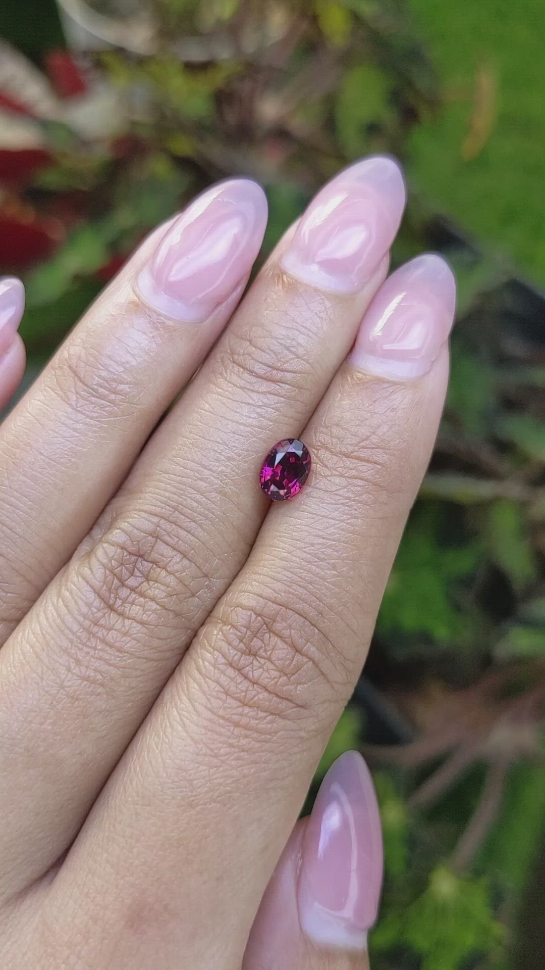 1.24 Ct. Pinkish Purple Rhodolite Garnet from Ceylon (Sri Lanka) Size Video