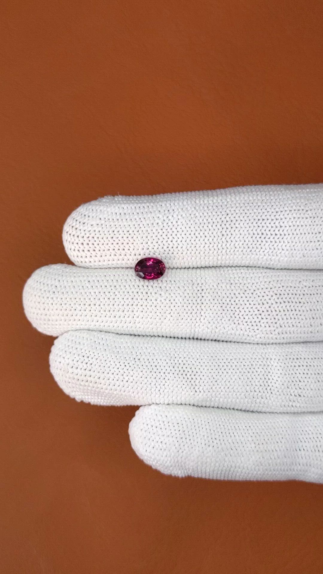 1.24 Ct. Pinkish Purple Rhodolite Garnet from Ceylon (Sri Lanka) Size Video