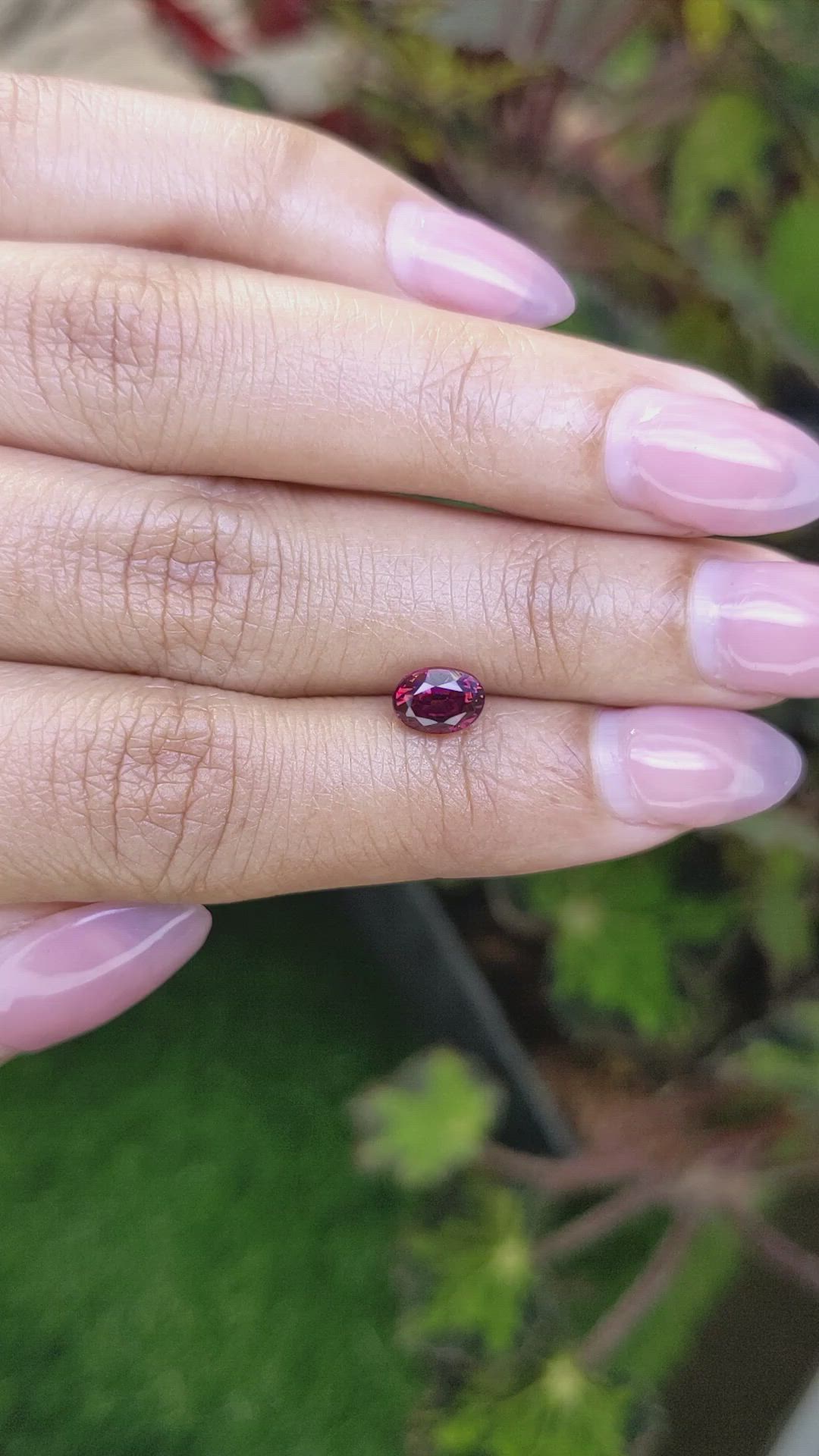 1.24 Ct. Pinkish Purple Rhodolite Garnet from Ceylon (Sri Lanka) Size Video