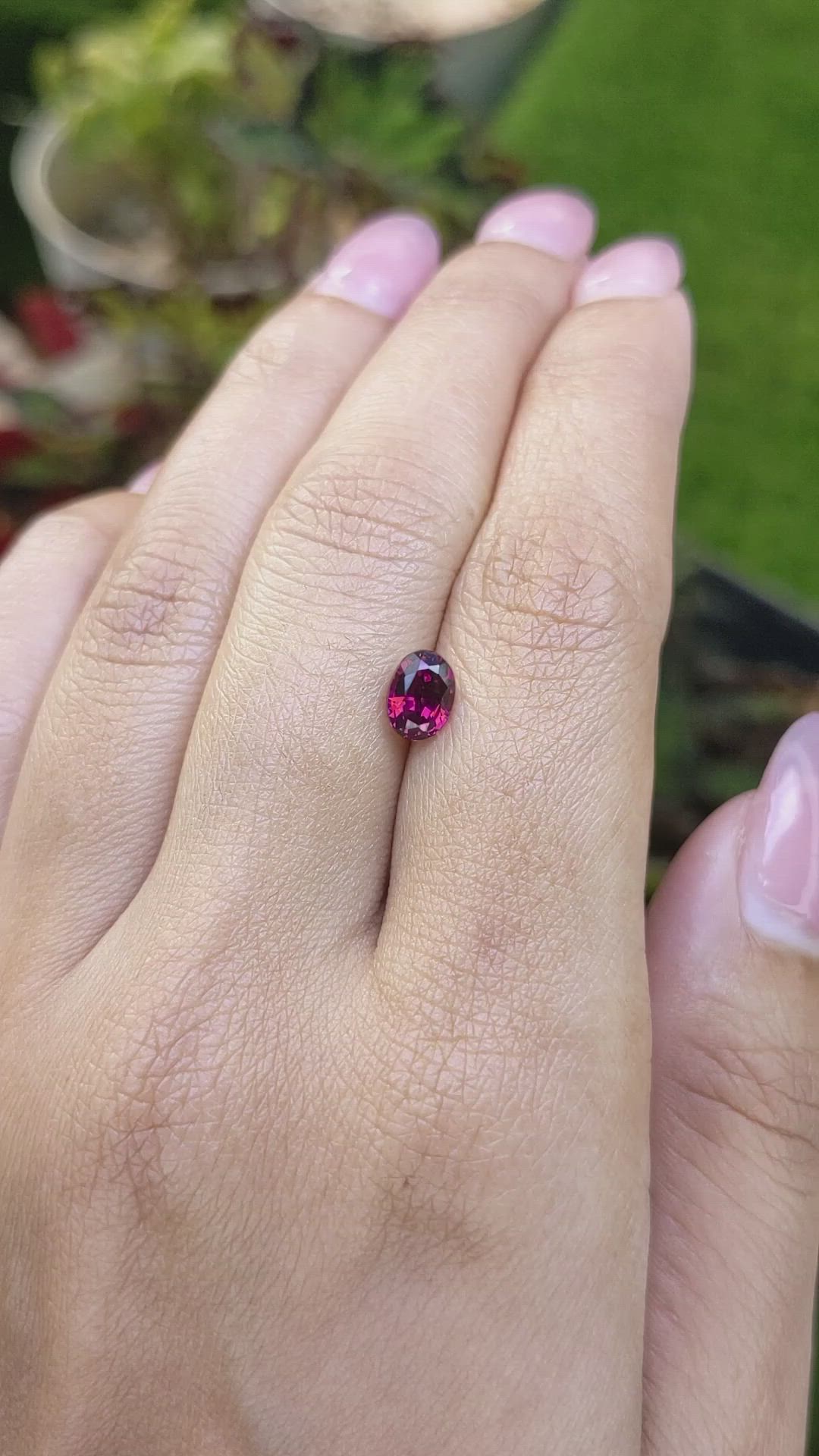 1.24 Ct. Pinkish Purple Rhodolite Garnet from Ceylon (Sri Lanka) Size Video