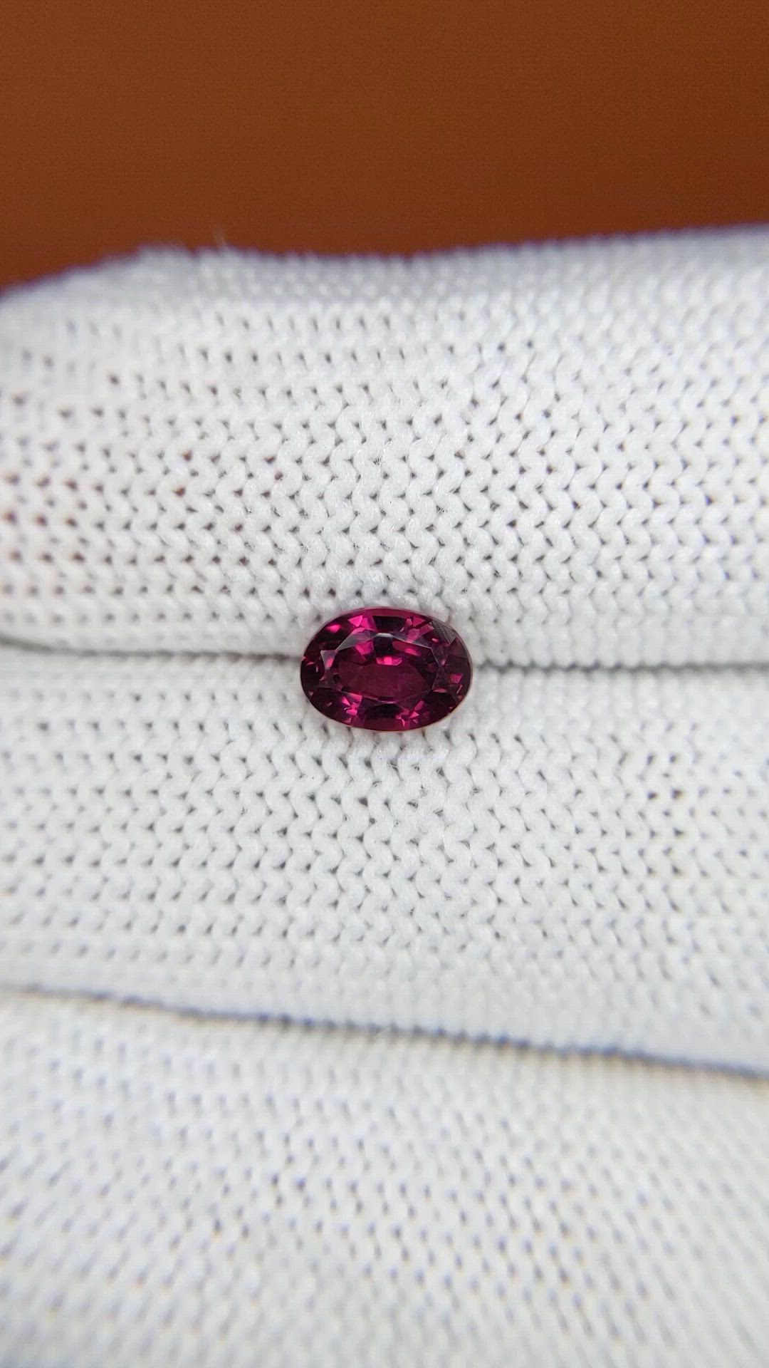 1.24 Ct. Pinkish Purple Rhodolite Garnet from Ceylon (Sri Lanka) Size Video