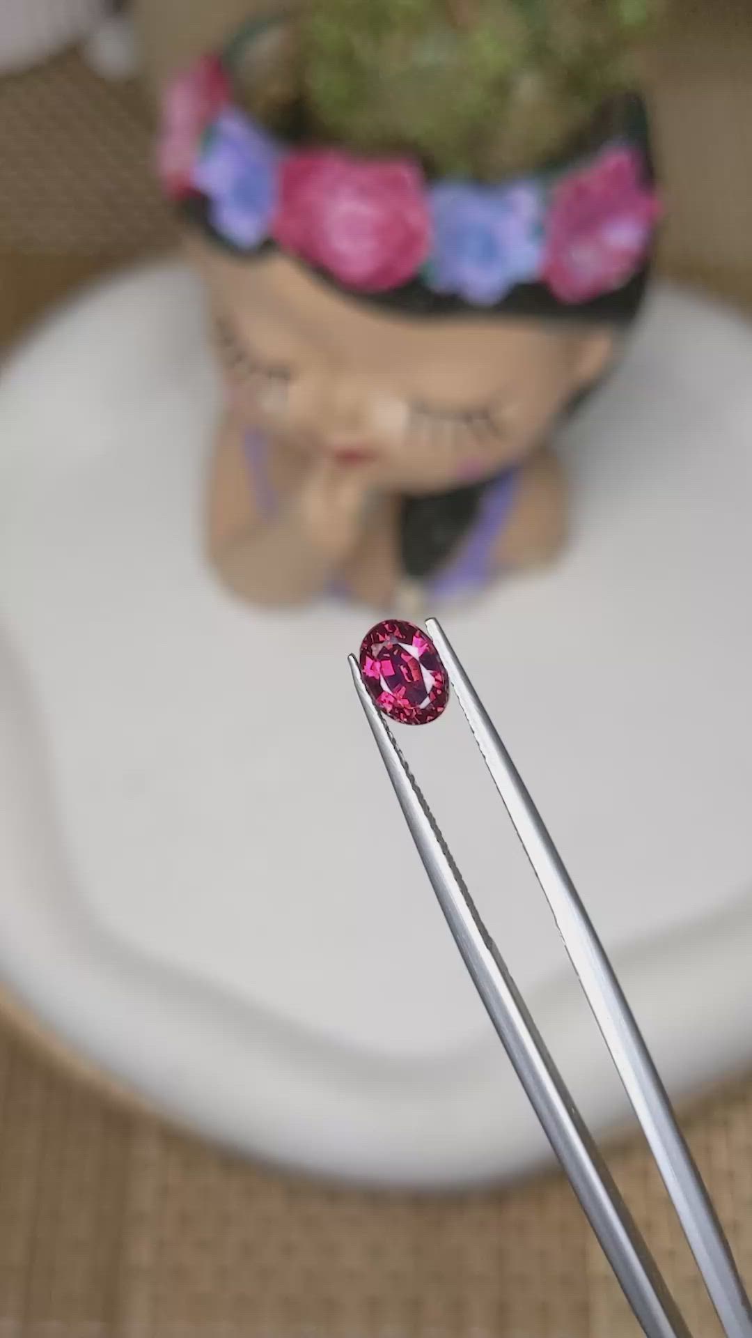 1.24 Ct. Pinkish Purple Rhodolite Garnet from Ceylon (Sri Lanka) Size Video