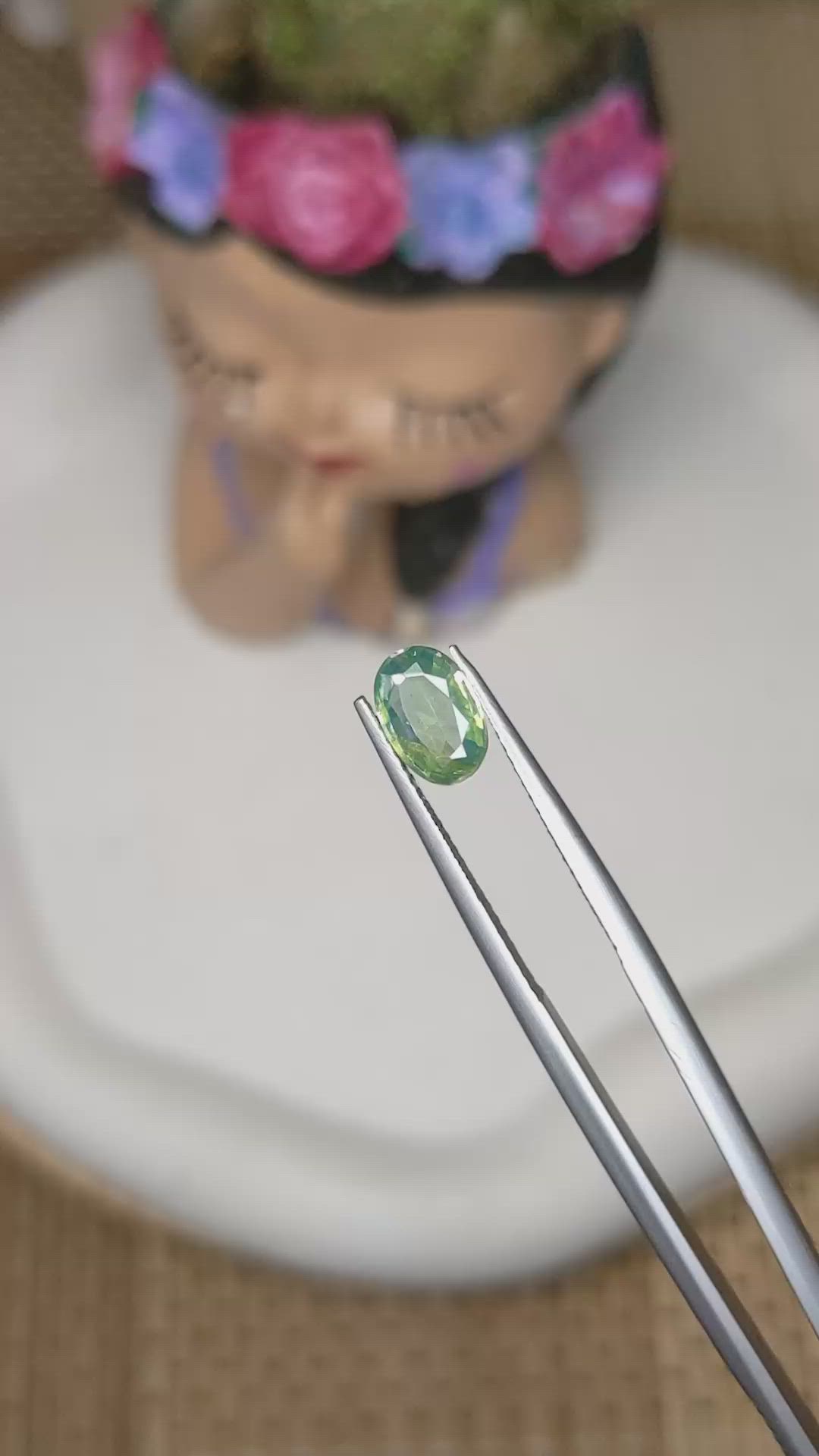 1.39 Ct. Yellowish Green Zircon from Ceylon (Sri Lanka) Size Video