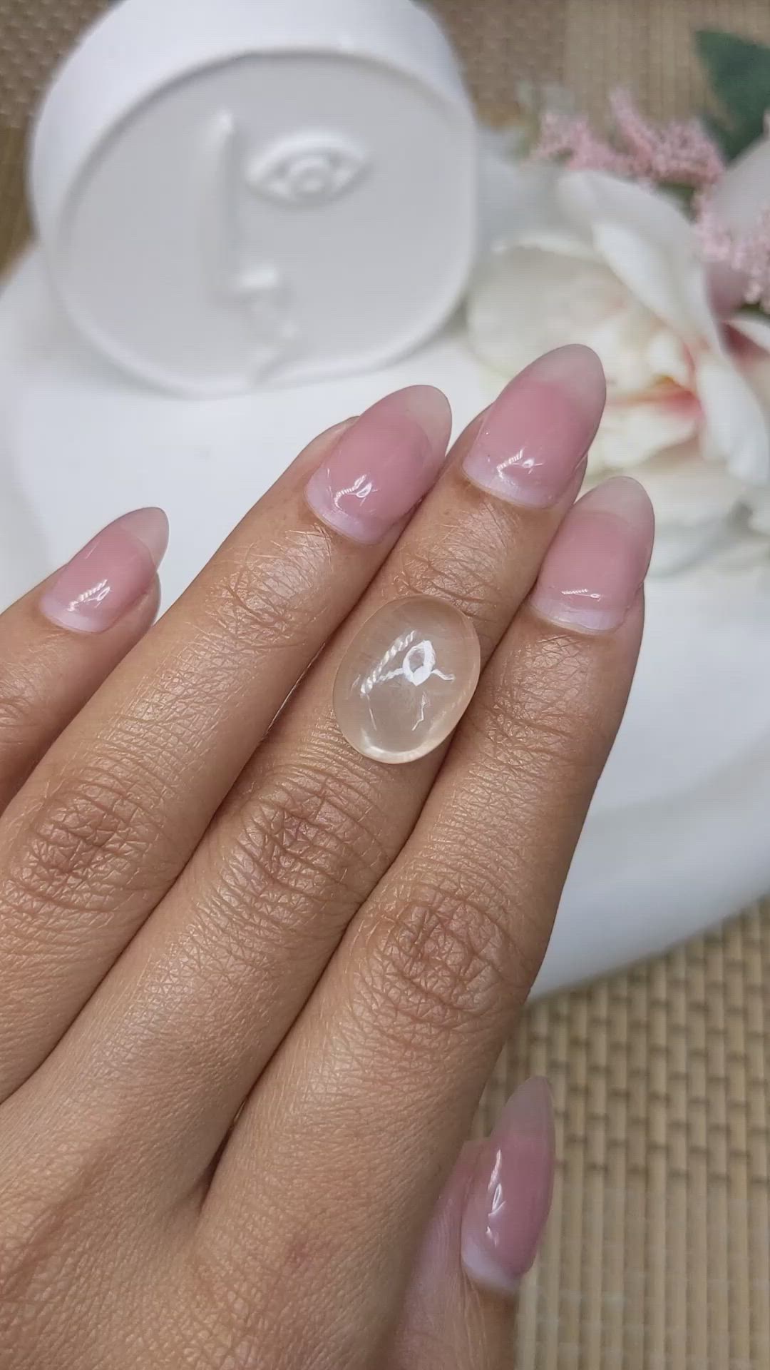 8.01 Ct. Brown Cabochon Moonstone from Ceylon (Sri Lanka) Size Video