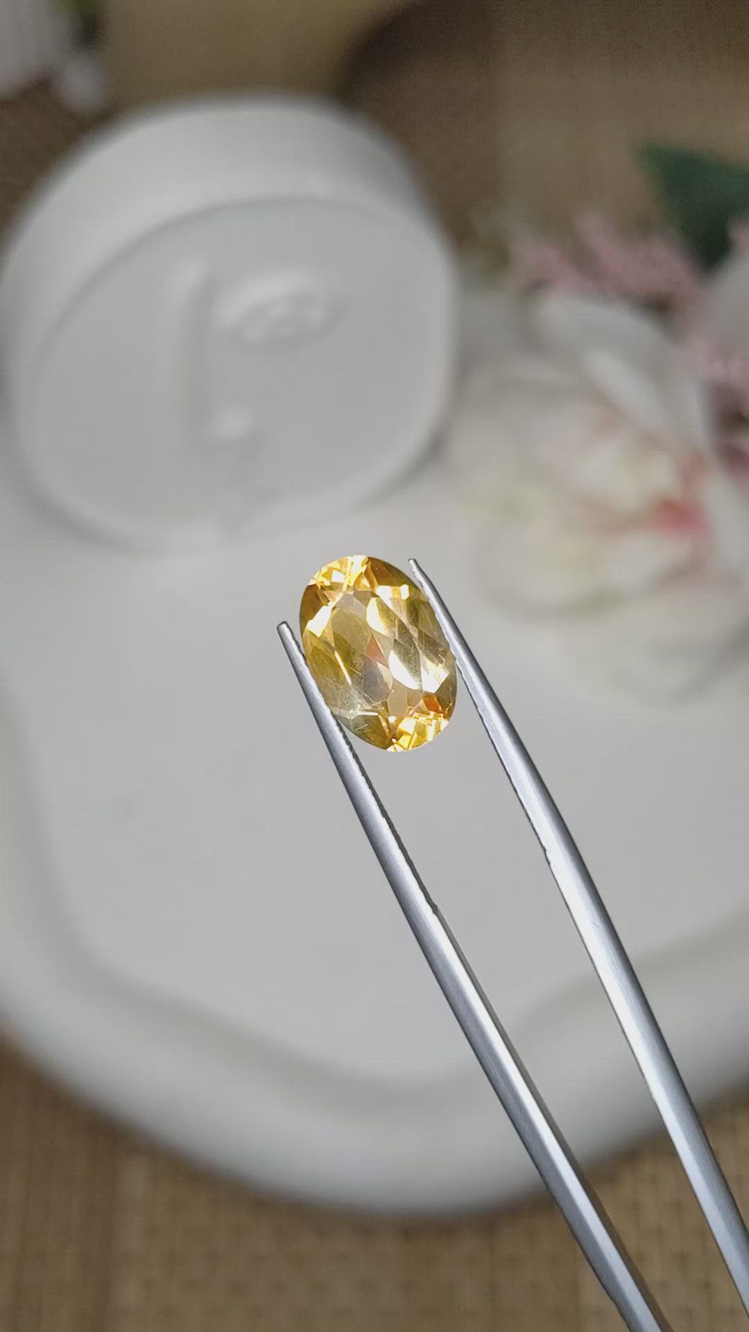 3.06 Ct. Orangish Yellow Citrine from Ceylon (Sri Lanka) Size Video