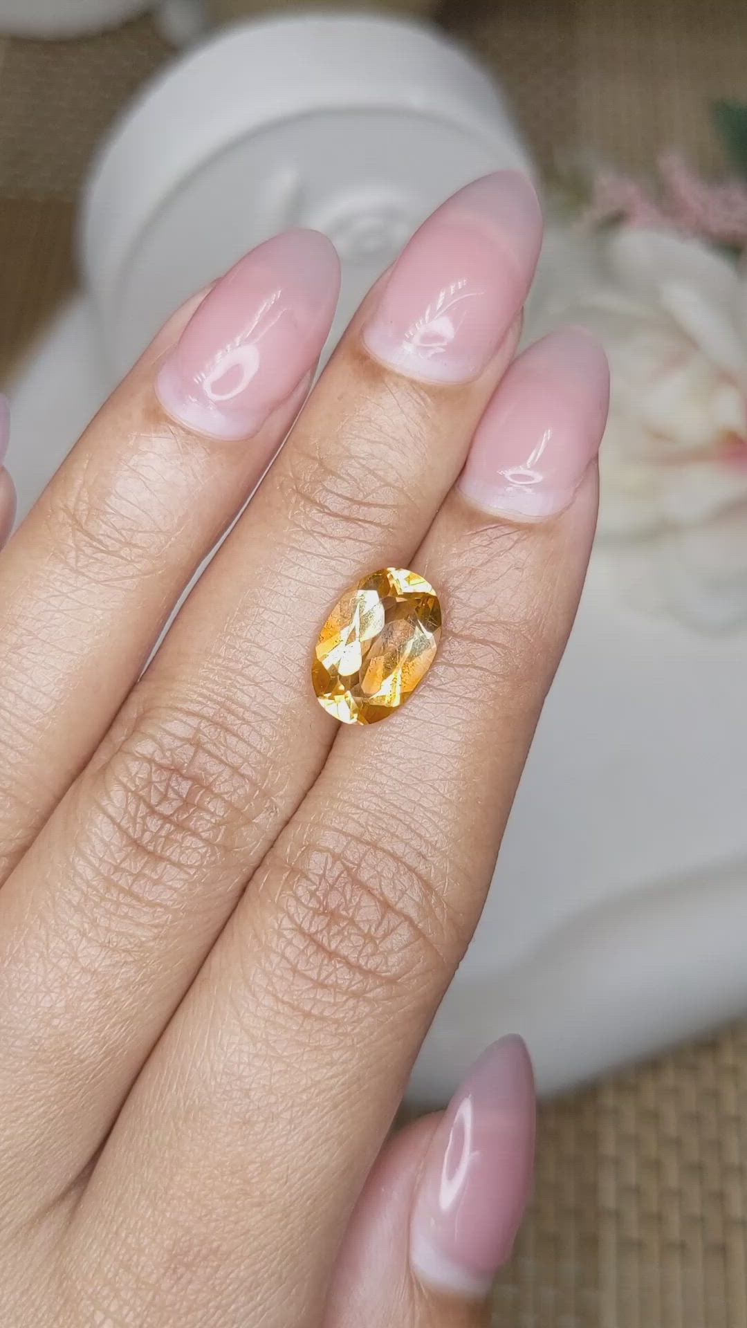 3.06 Ct. Orangish Yellow Citrine from Ceylon (Sri Lanka) Size Video