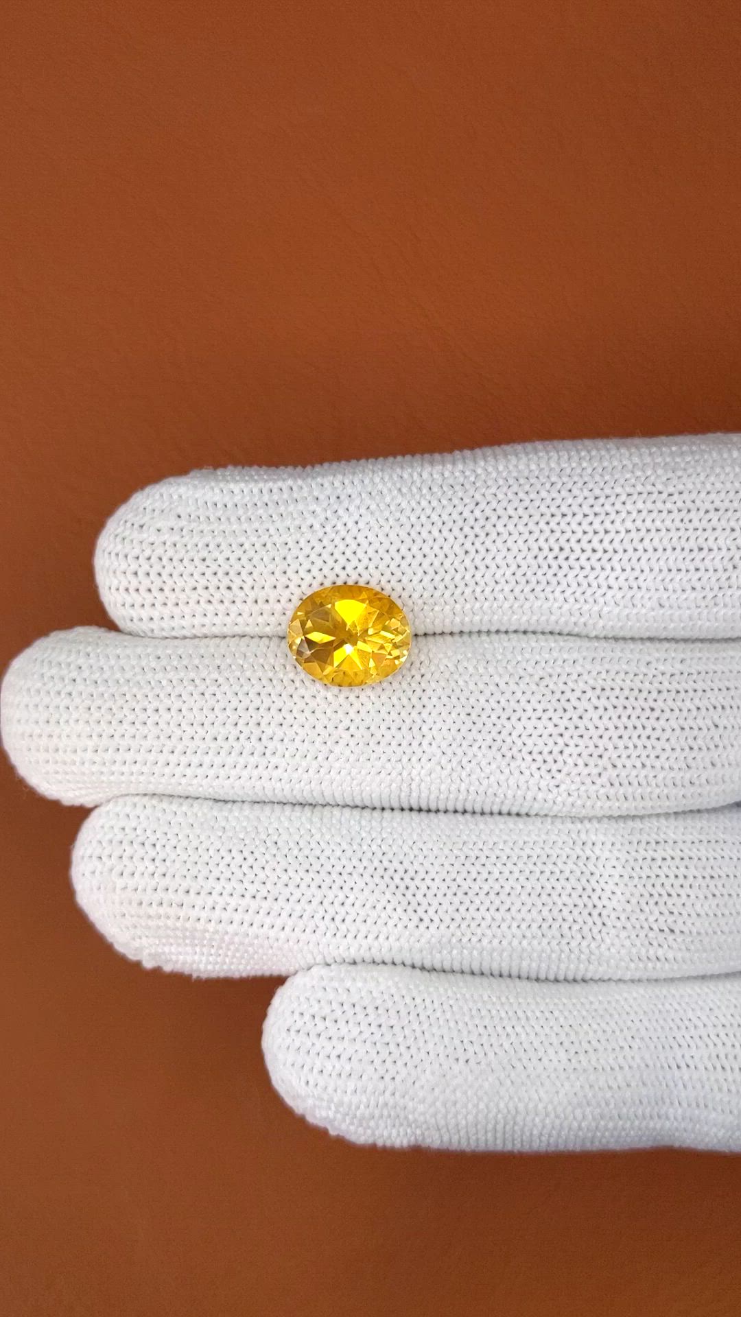 3.31 Ct. Orangish Yellow Citrine from Ceylon (Sri Lanka) Size Video