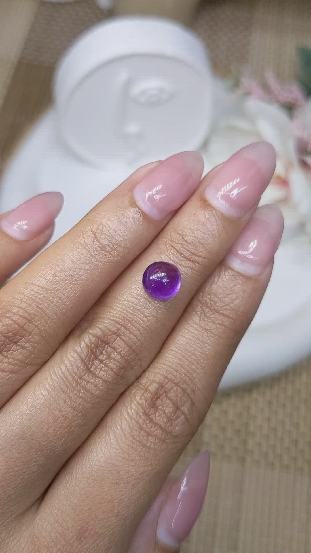 1.92 Ct. Purple Cabochon Amethyst from Ceylon (Sri Lanka) Size Video