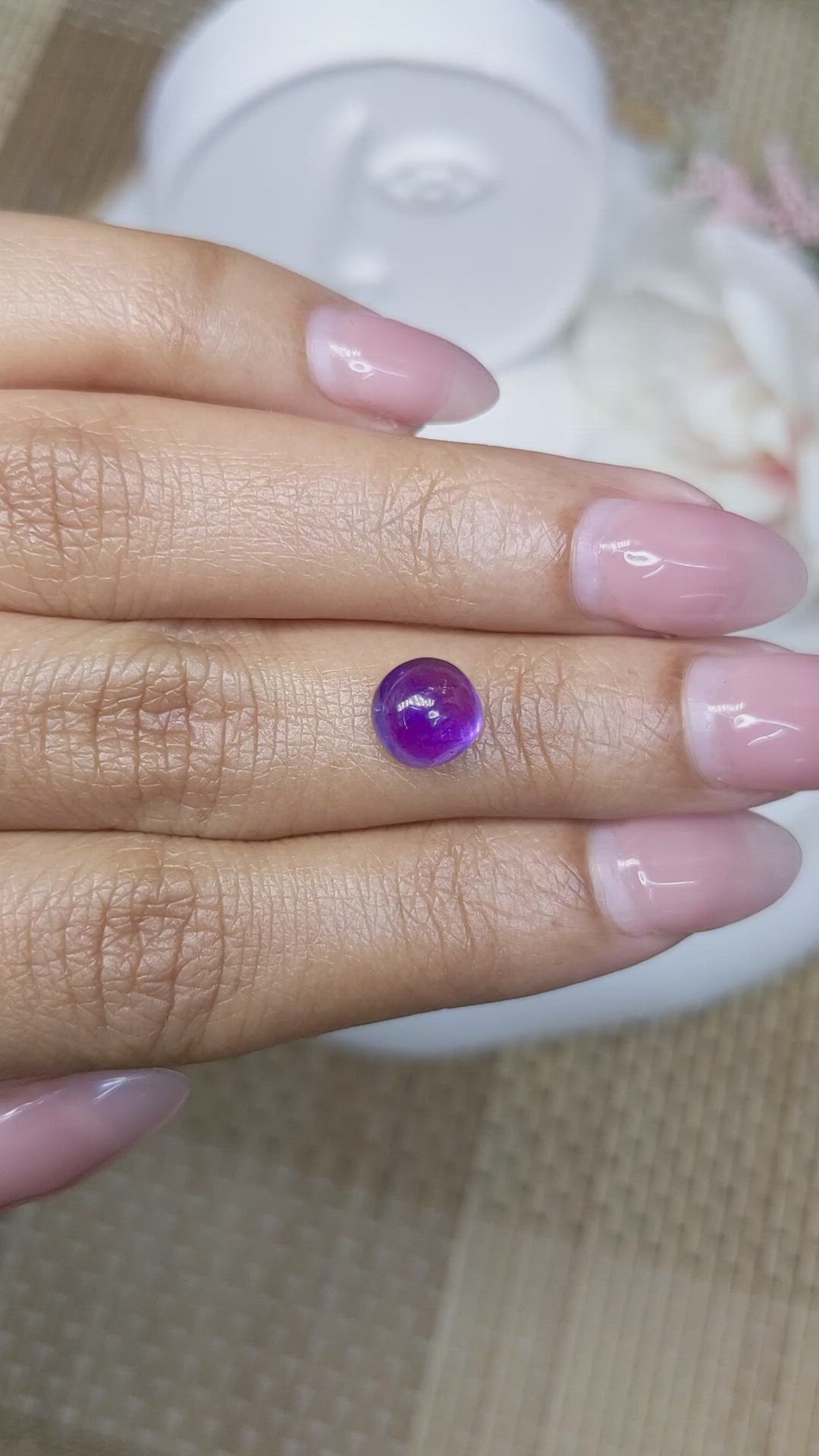 1.92 Ct. Purple Cabochon Amethyst from Ceylon (Sri Lanka) Size Video