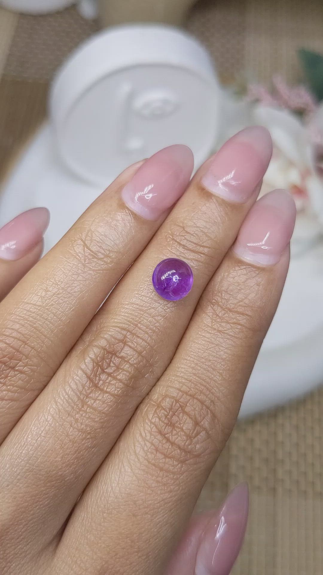 1.61 Ct. Purple Cabochon Amethyst from Ceylon (Sri Lanka) Size Video