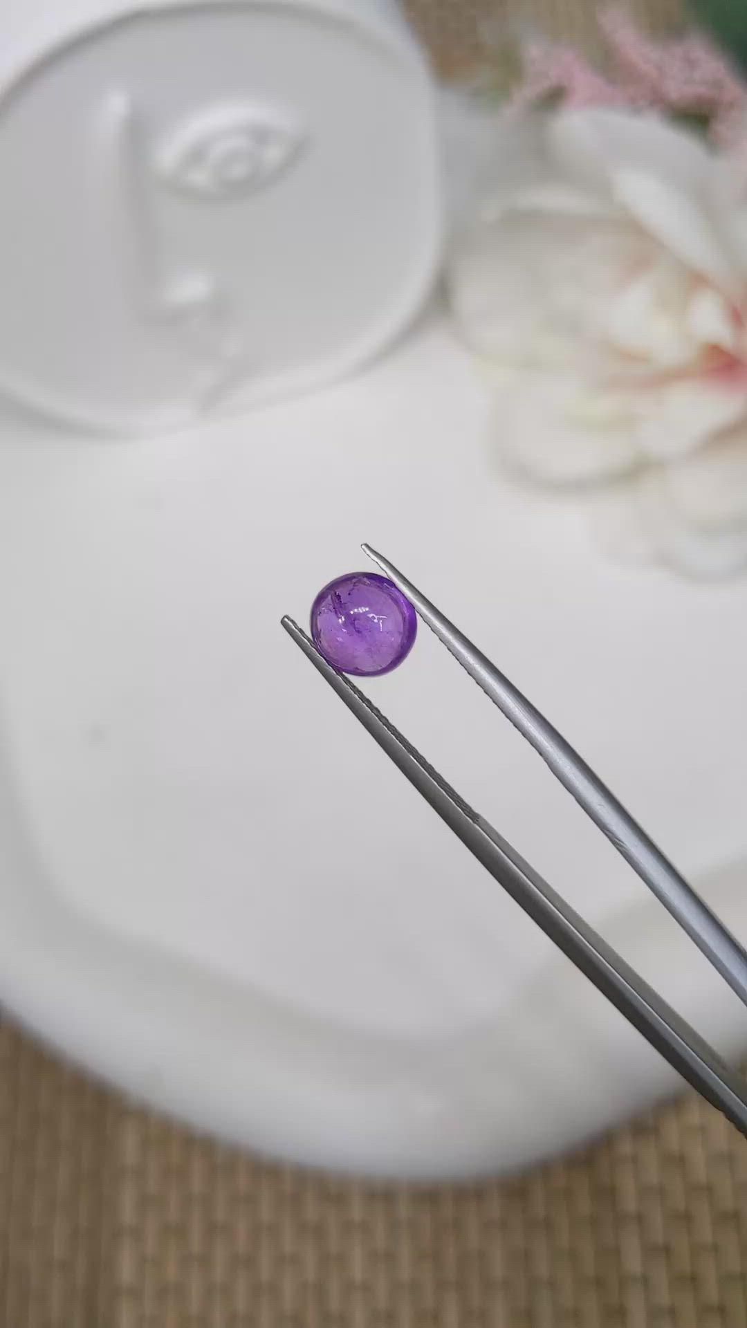 1.61 Ct. Purple Cabochon Amethyst from Ceylon (Sri Lanka) Size Video