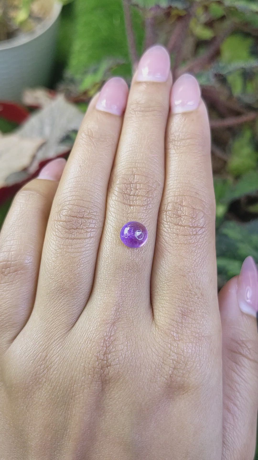 1.61 Ct. Purple Cabochon Amethyst from Ceylon (Sri Lanka) Size Video