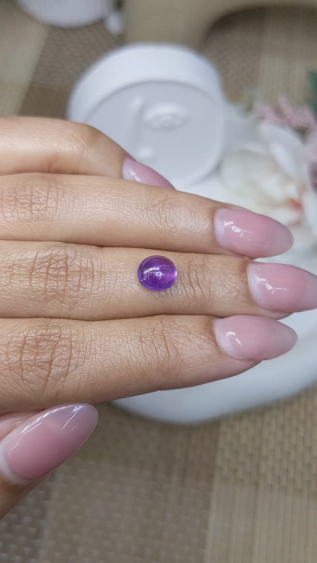 1.61 Ct. Purple Cabochon Amethyst from Ceylon (Sri Lanka) Size Video