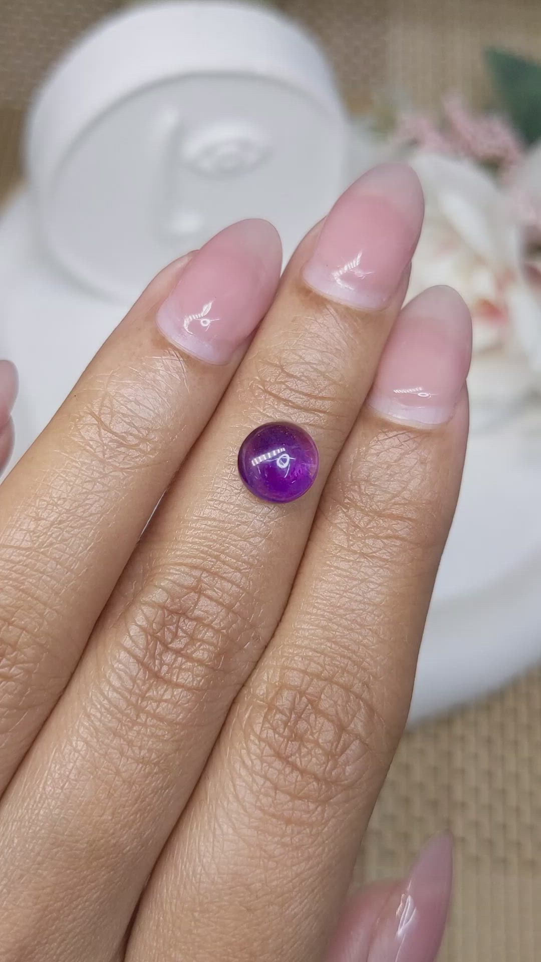 1.83 Ct. Purple Cabochon Amethyst from Ceylon (Sri Lanka) Size Video