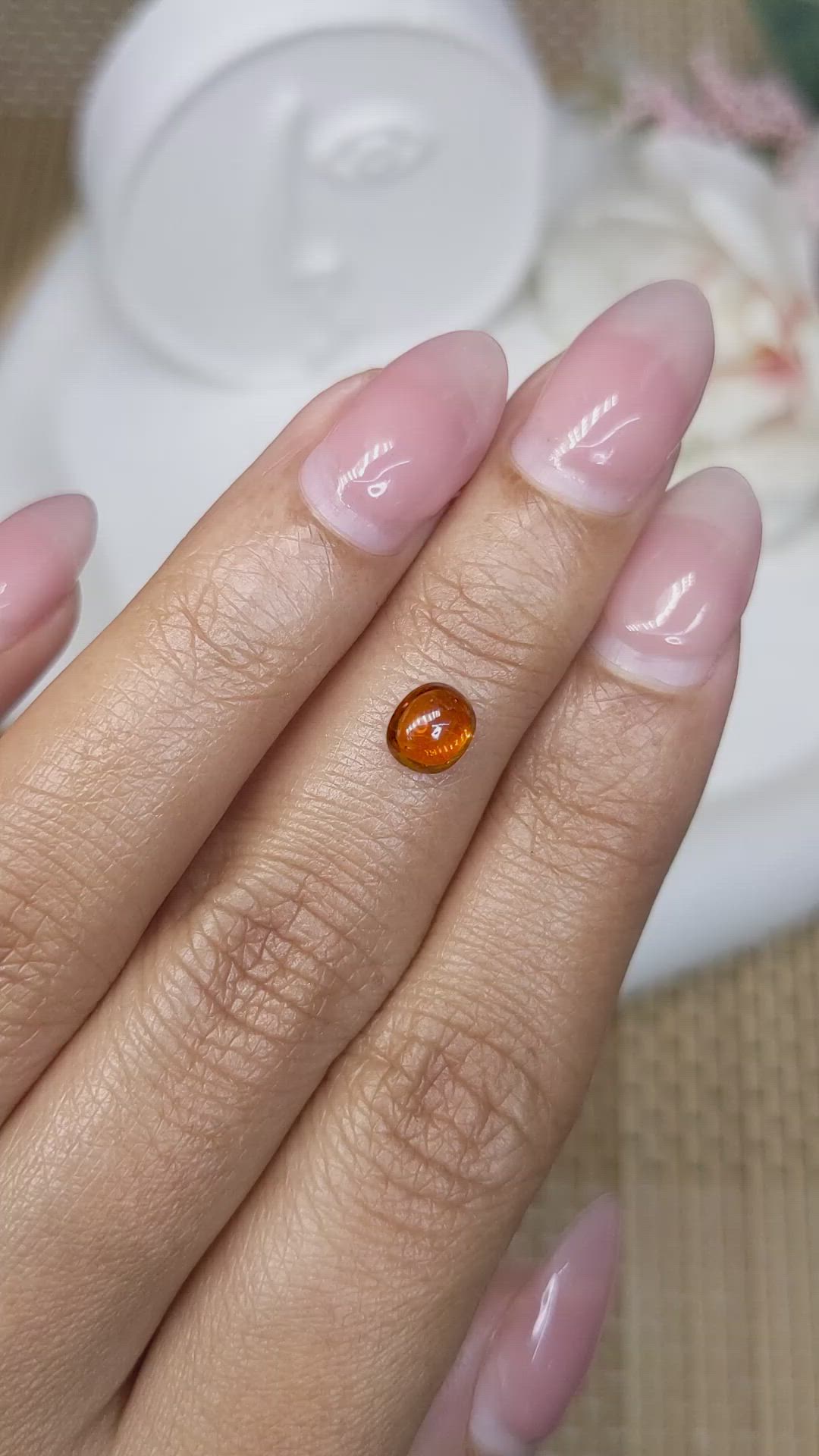 0.96 Ct. Orange Cabochon Hessonite Garnet from Madagascar Size Video