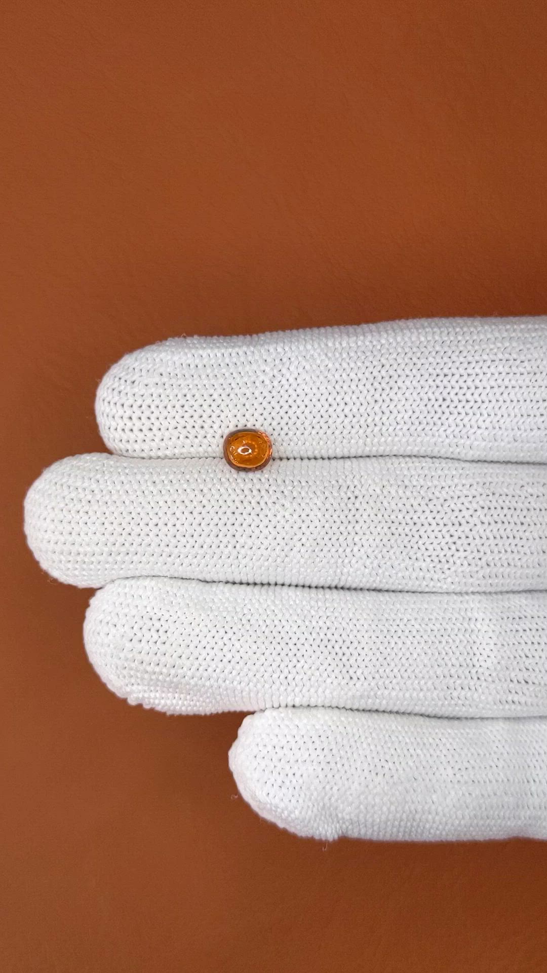 0.96 Ct. Orange Cabochon Hessonite Garnet from Madagascar Size Video