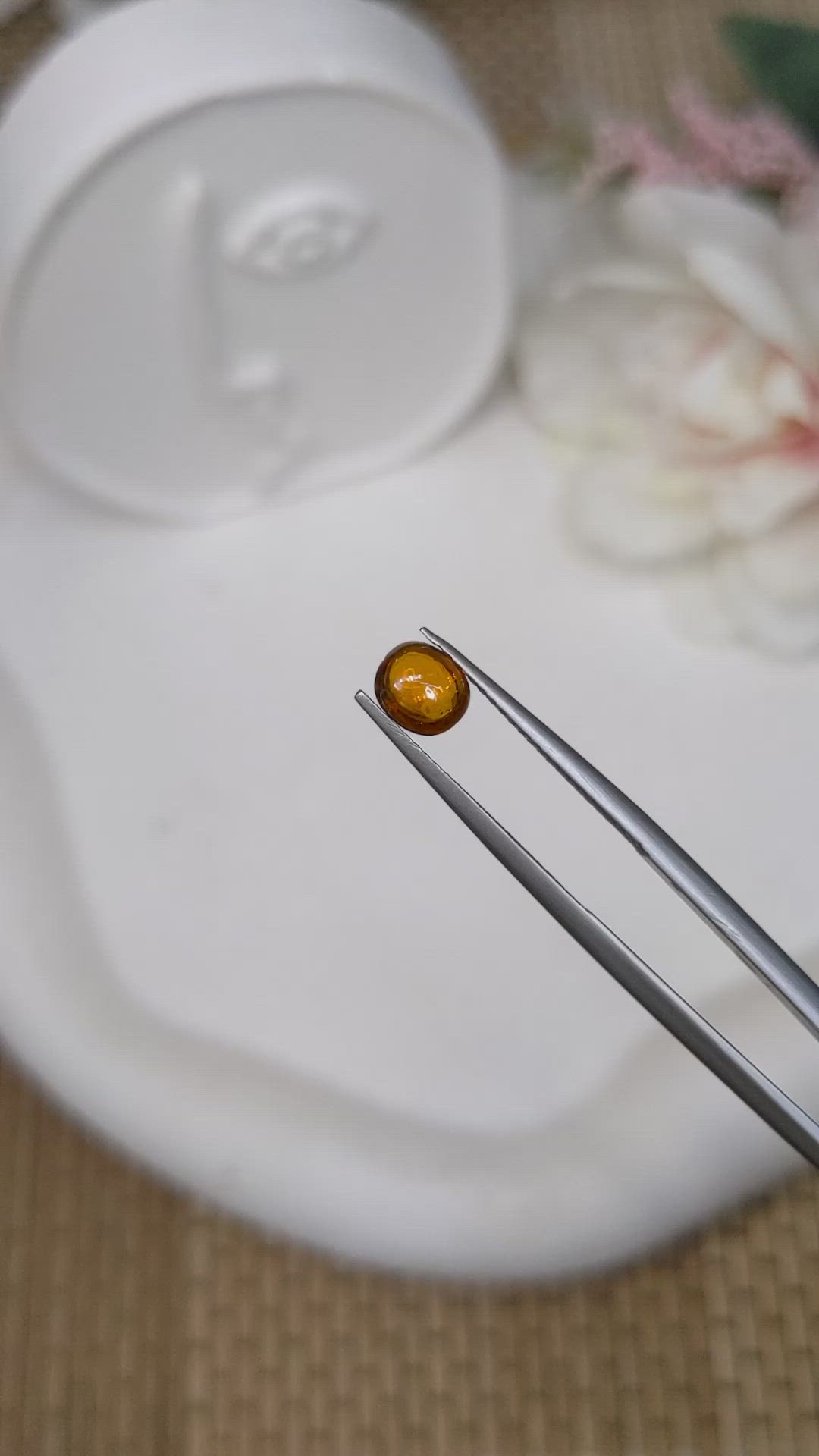 0.96 Ct. Orange Cabochon Hessonite Garnet from Madagascar Size Video