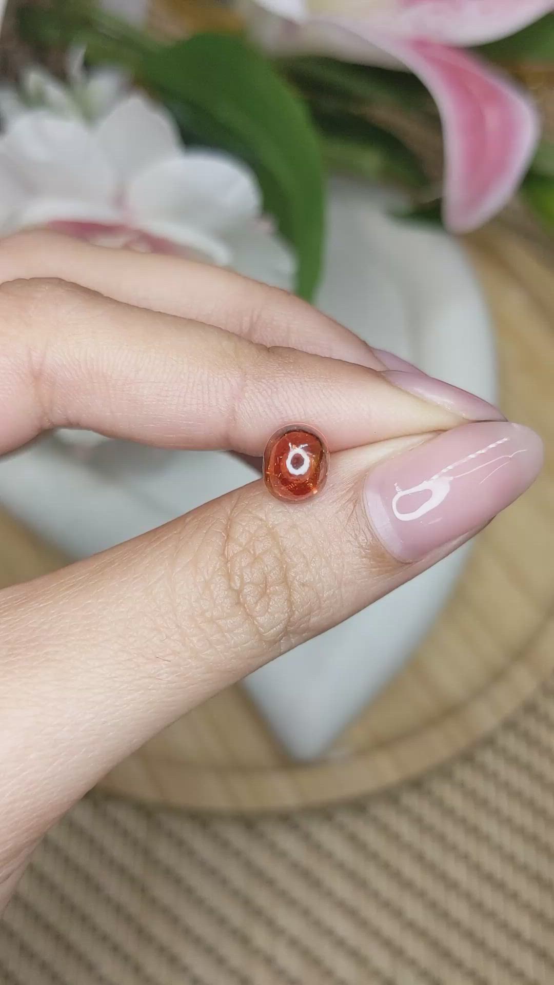 2.15 Ct. Orange Cabochon Hessonite Garnet from Madagascar Size Video