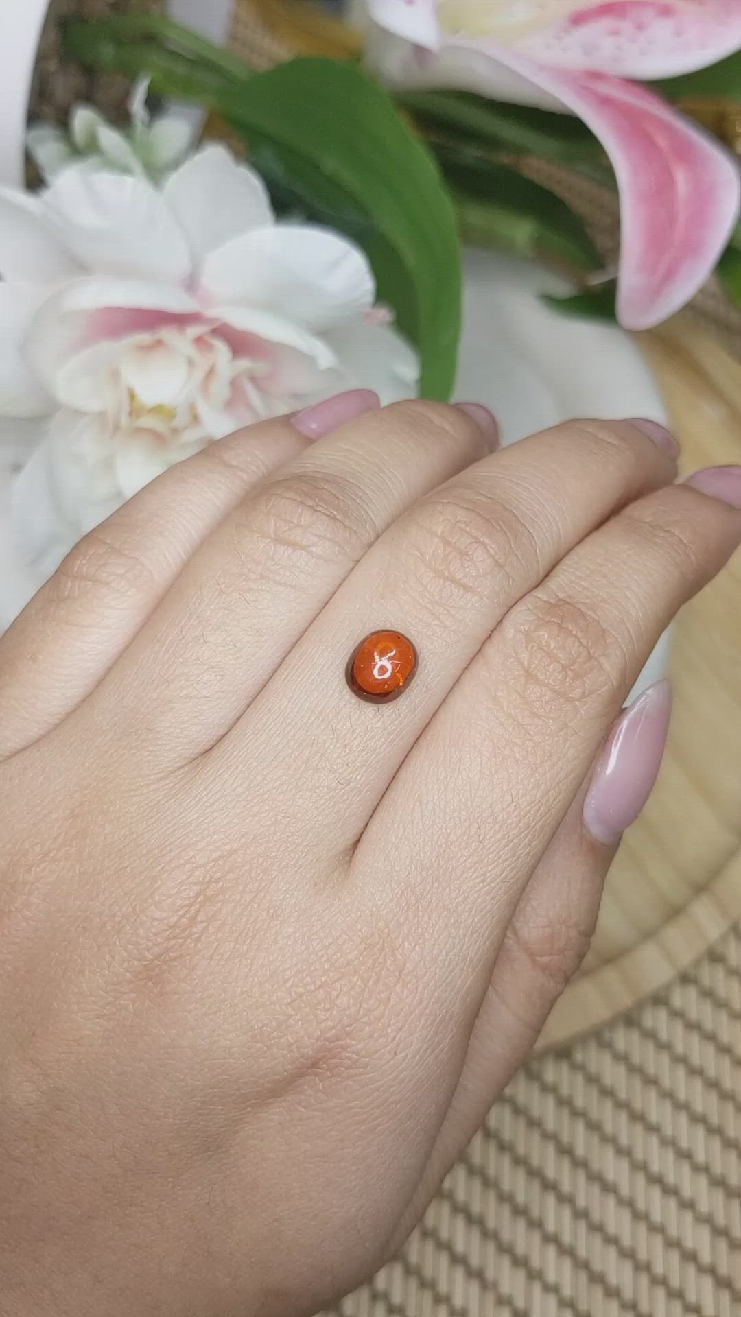 2.15 Ct. Orange Cabochon Hessonite Garnet from Madagascar Size Video
