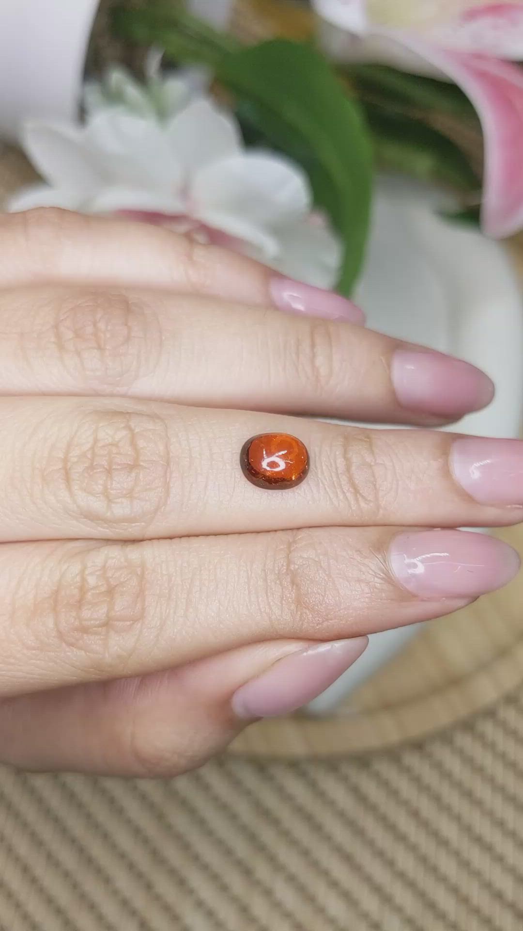 2.15 Ct. Orange Cabochon Hessonite Garnet from Madagascar Size Video