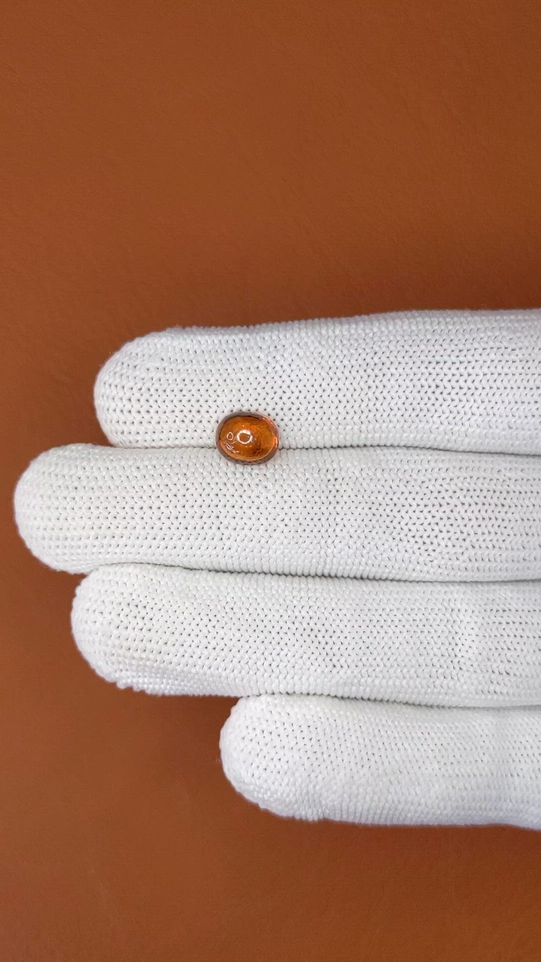 2.15 Ct. Orange Cabochon Hessonite Garnet from Madagascar Size Video