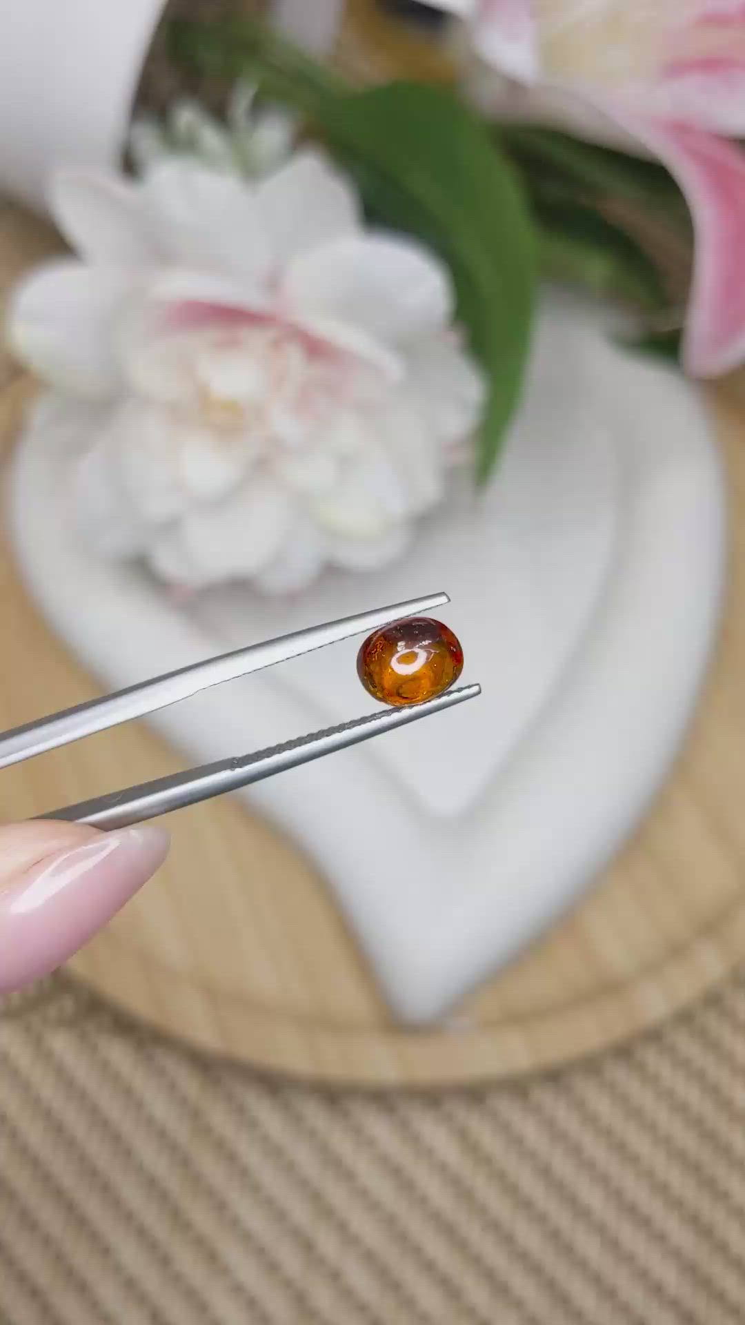 2.15 Ct. Orange Cabochon Hessonite Garnet from Madagascar Size Video