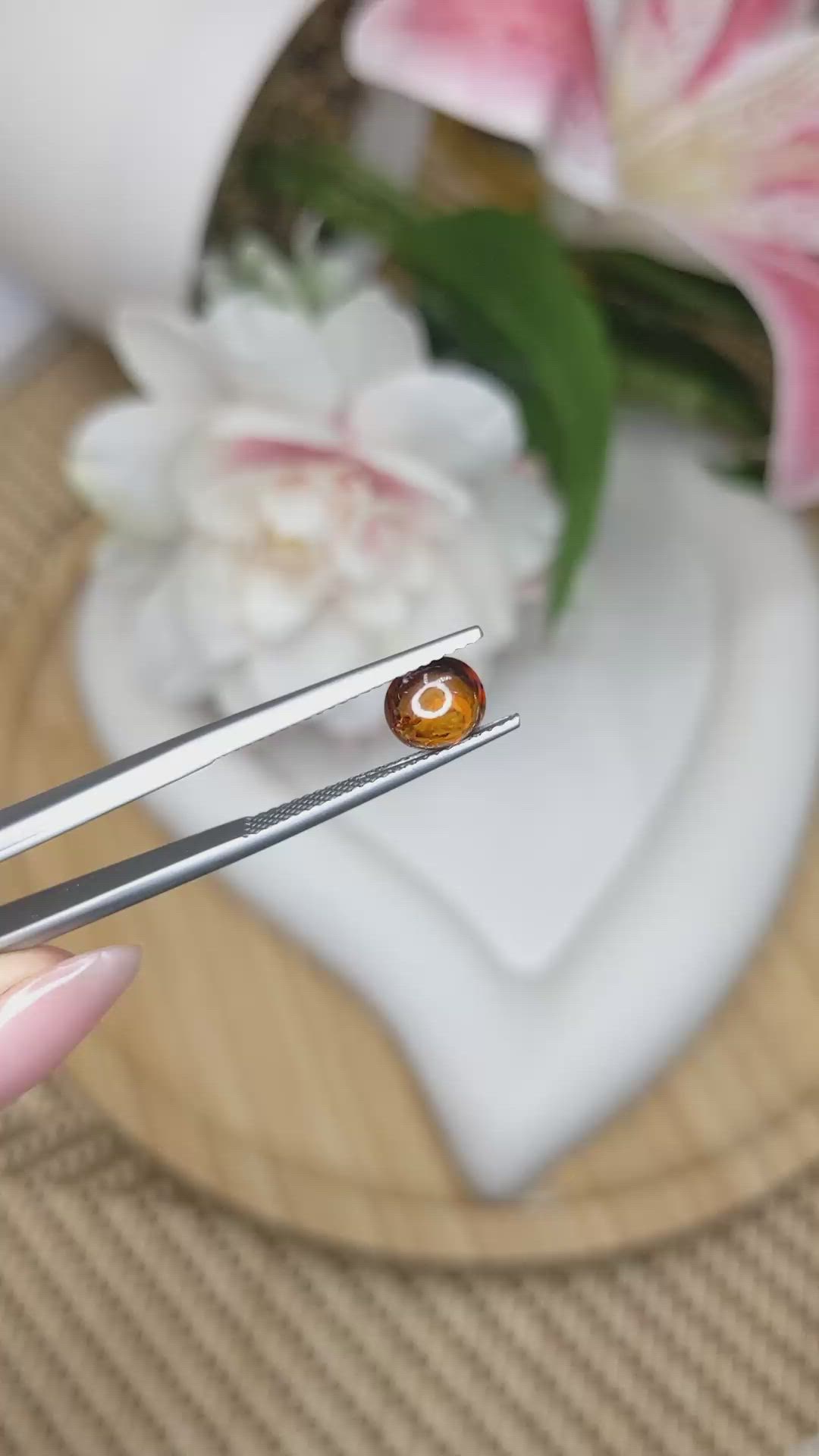 1.35 Ct. Orange Cabochon Hessonite Garnet from Madagascar Size Video