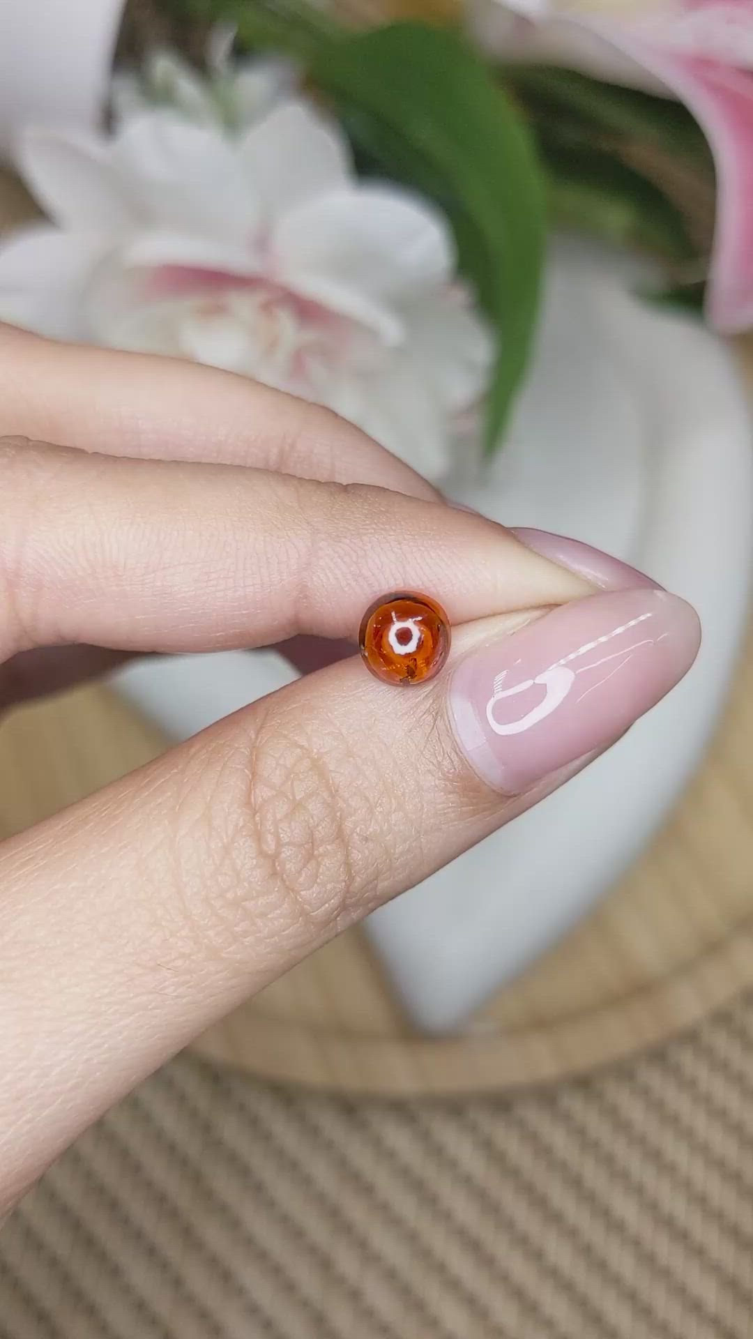 1.35 Ct. Orange Cabochon Hessonite Garnet from Madagascar Size Video