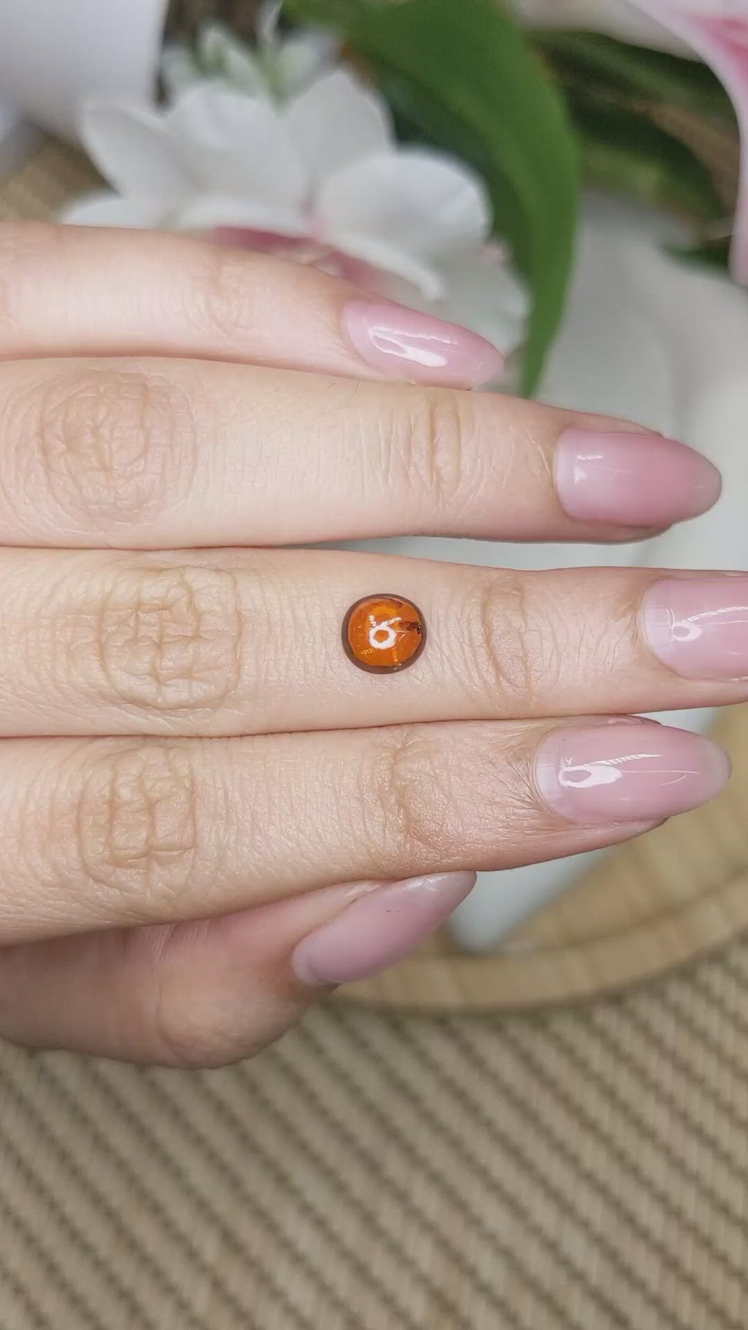 1.35 Ct. Orange Cabochon Hessonite Garnet from Madagascar Size Video
