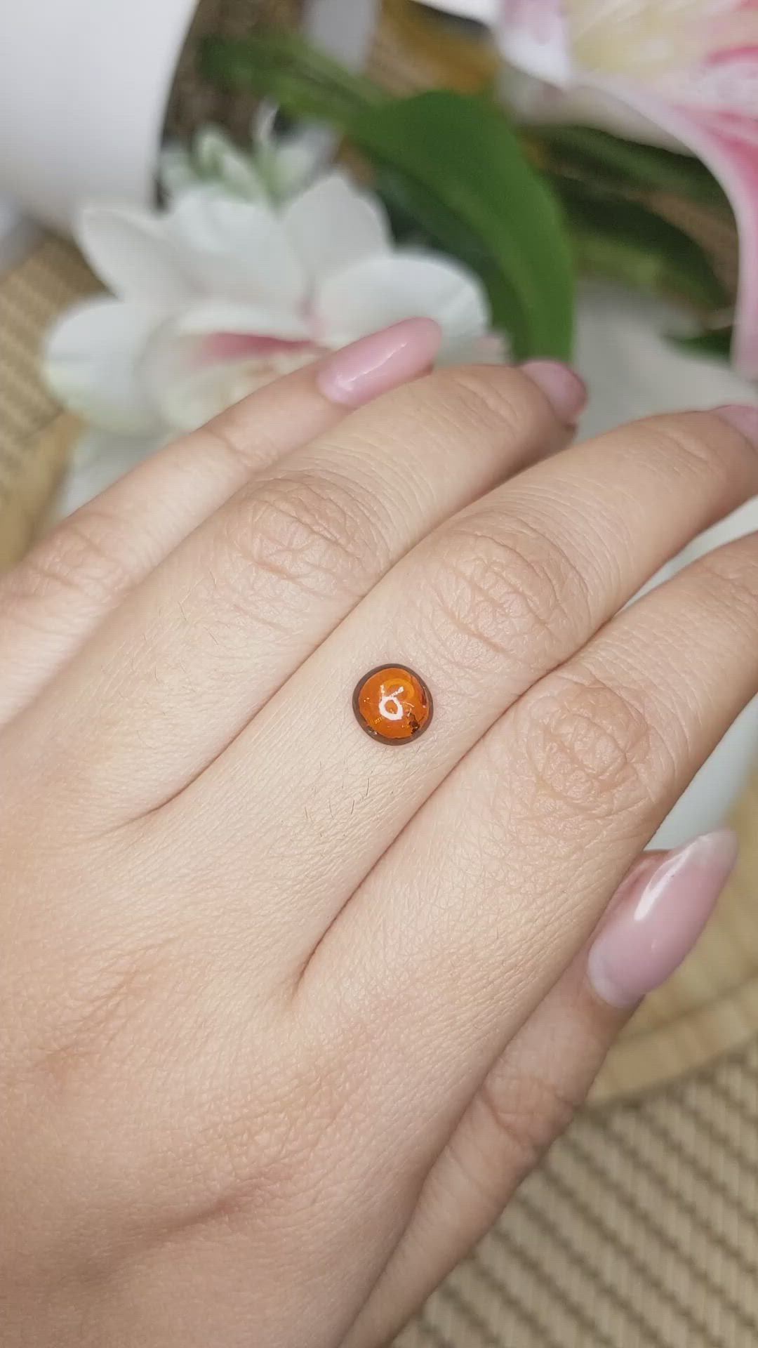 1.35 Ct. Orange Cabochon Hessonite Garnet from Madagascar Size Video