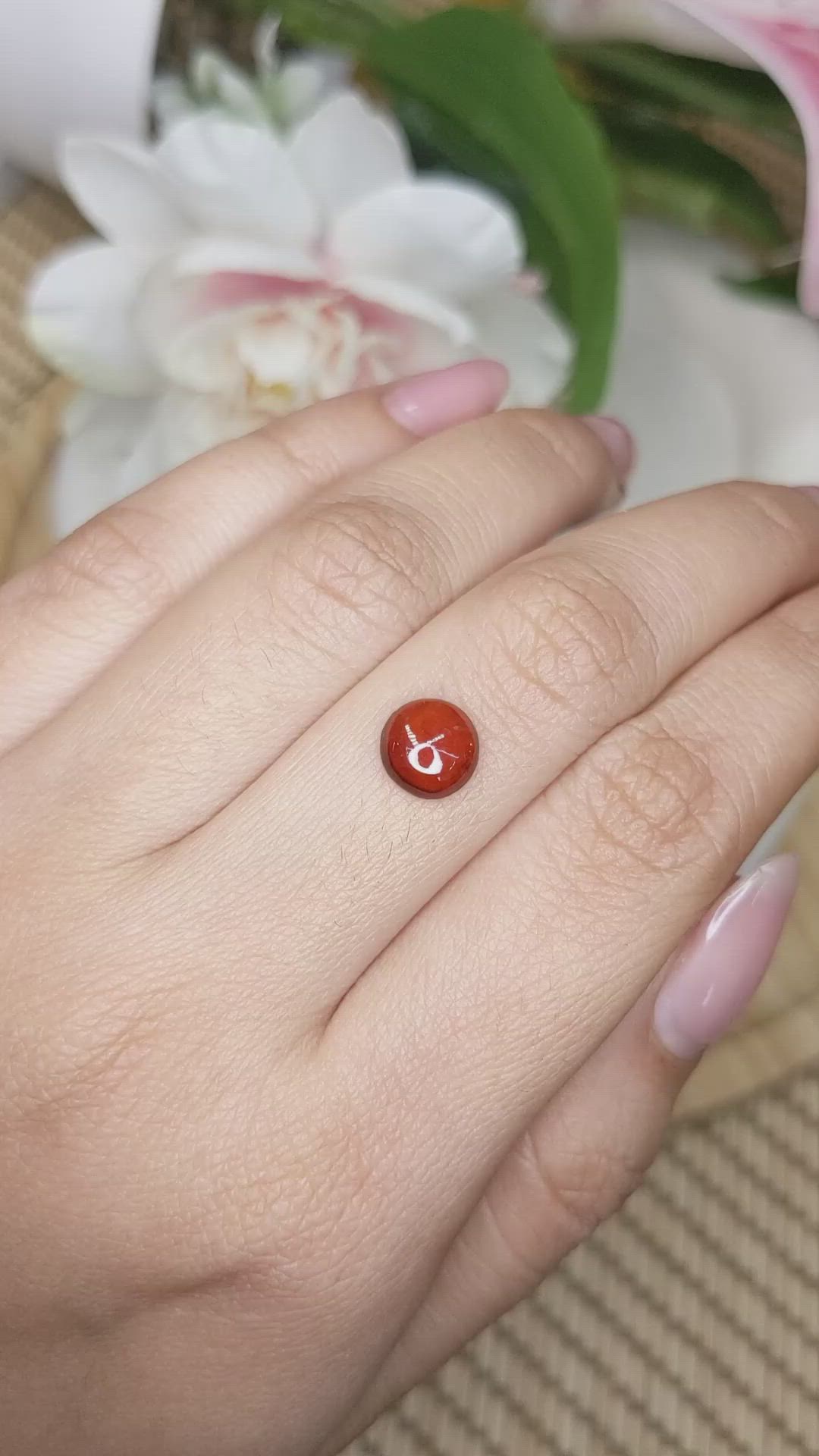 1.96 Ct. Orange Cabochon Hessonite Garnet from Madagascar Size Video